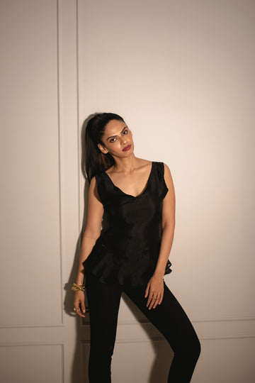 Peplum Top with Detachable Neckline