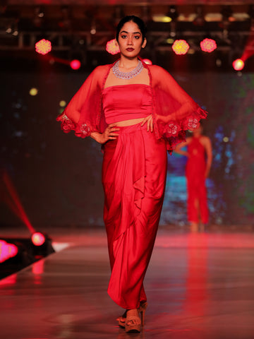 Bustier, ROJA Cape & Draped Wrap Skirt