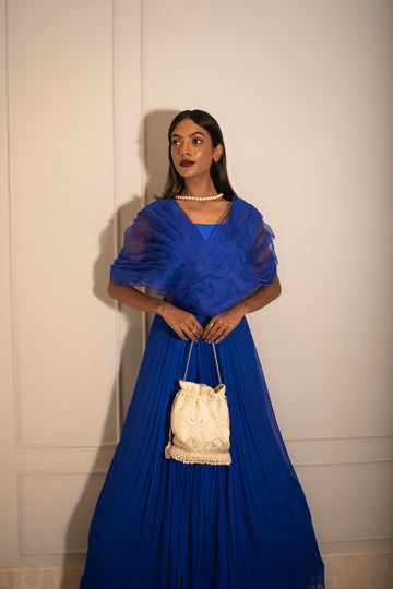 Silk Tube Bralette & Knife Pleated Skirt (with can-can)