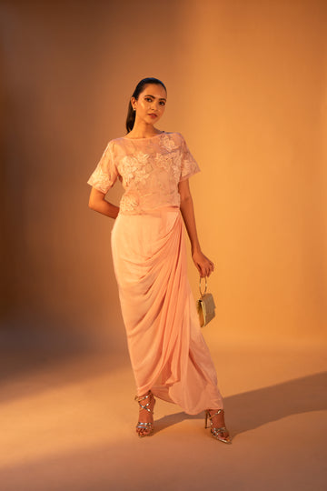 HANA Applique Top & Side Pleated Skirt