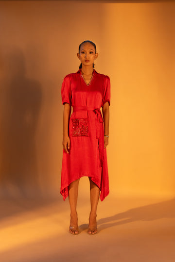 Asymmetric Kintsugi Pocket Dress