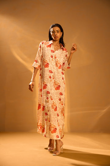 Printed Maxi Shirt Dress