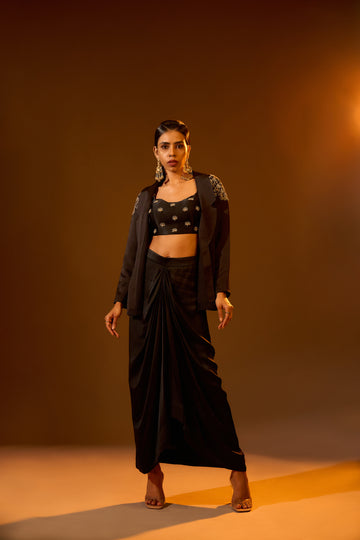 NEH Dori Embroidered Blazer, Dori Embroidered Blouse & Overlap Pleated Skirt