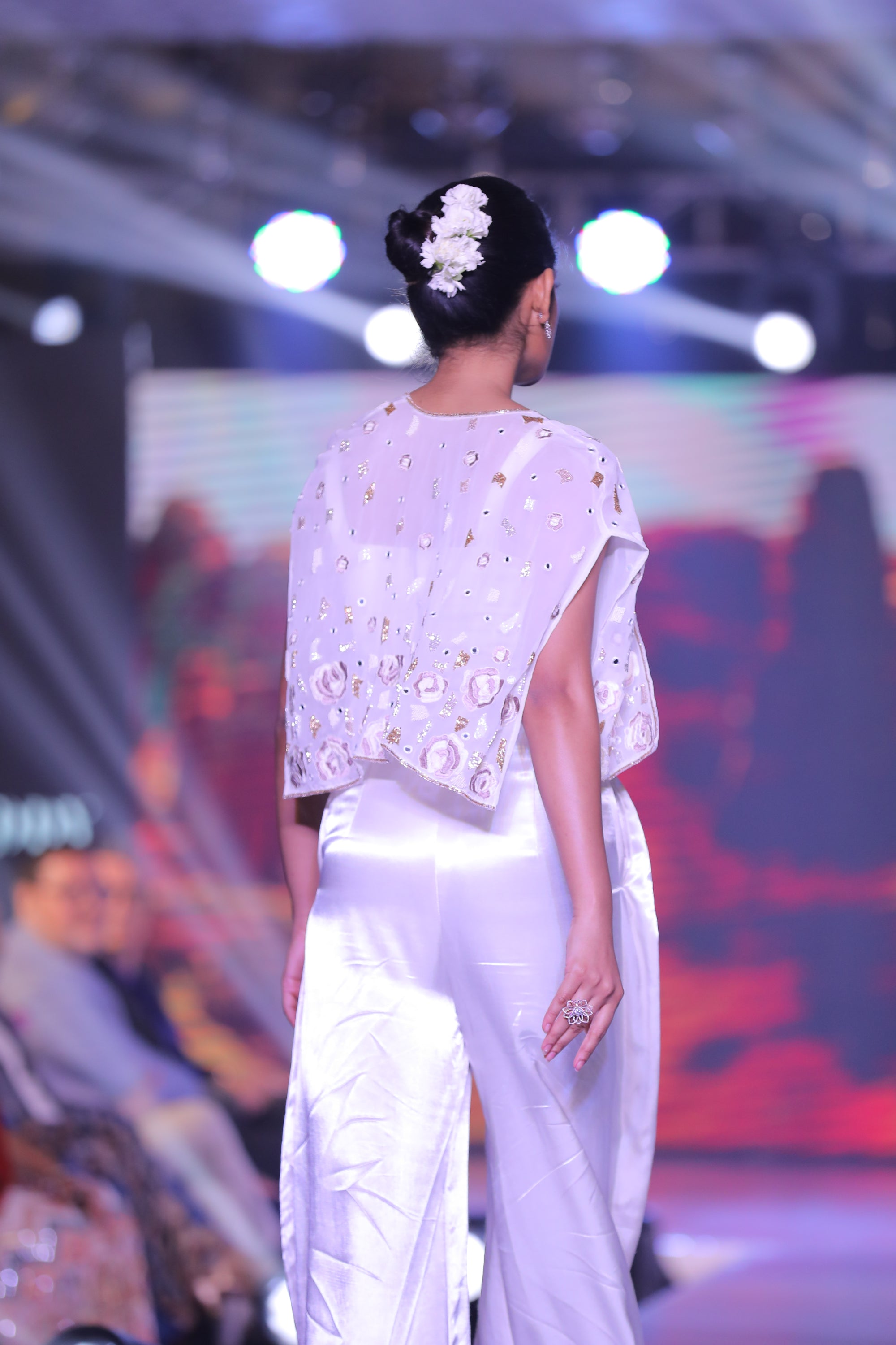 Tube Top, Mosaic Square Cape & Stitched-down Pleated Pants