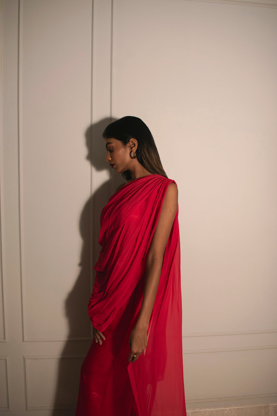 One-shoulder Jumpsuit with Detachable Poncho Cape