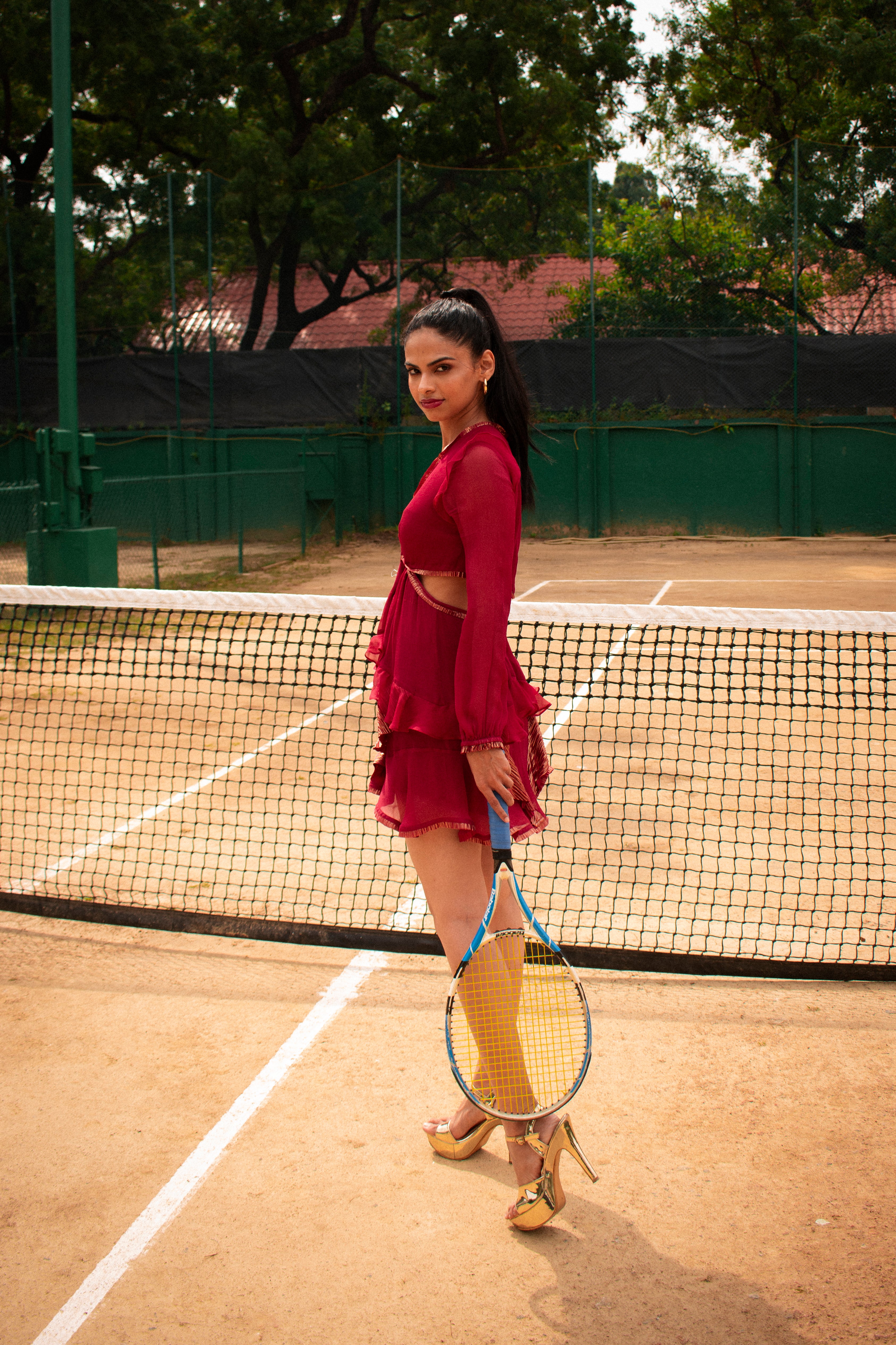 Cut-out Ruffle Dress