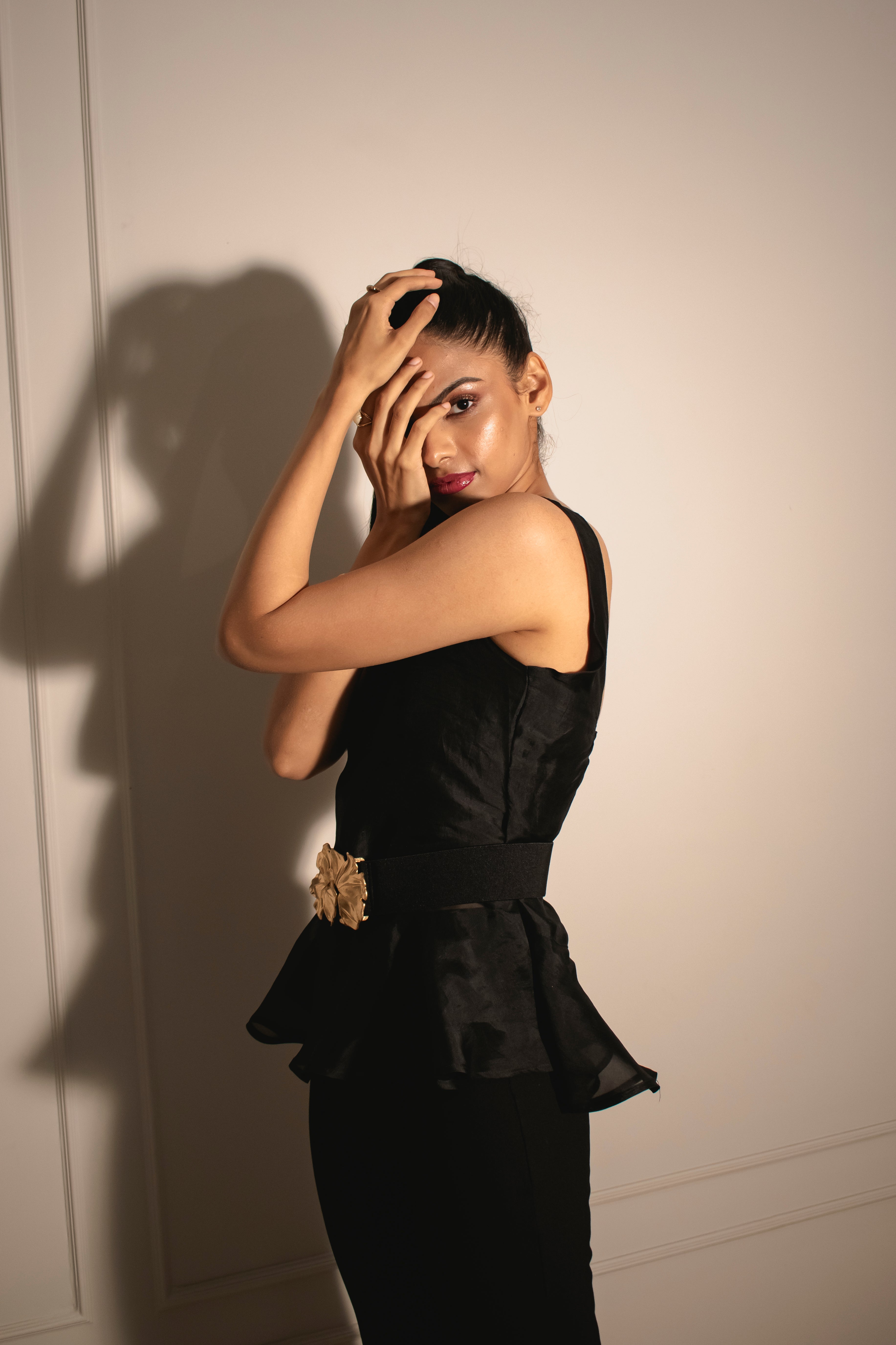 Peplum Top with Detachable Neckline