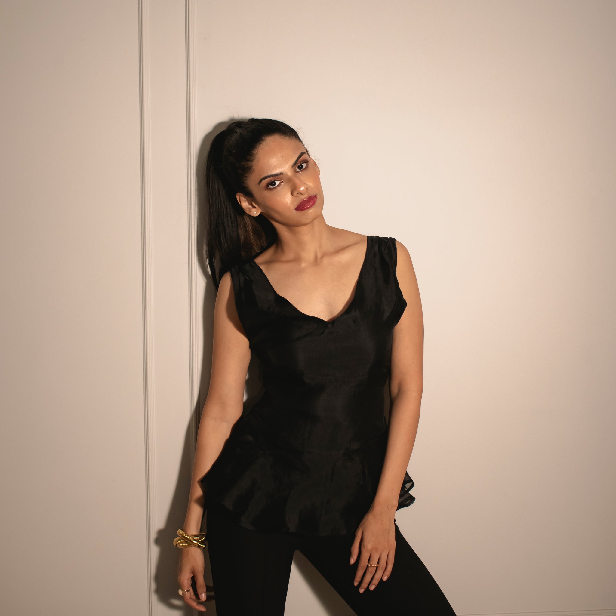 Peplum Top with Detachable Neckline