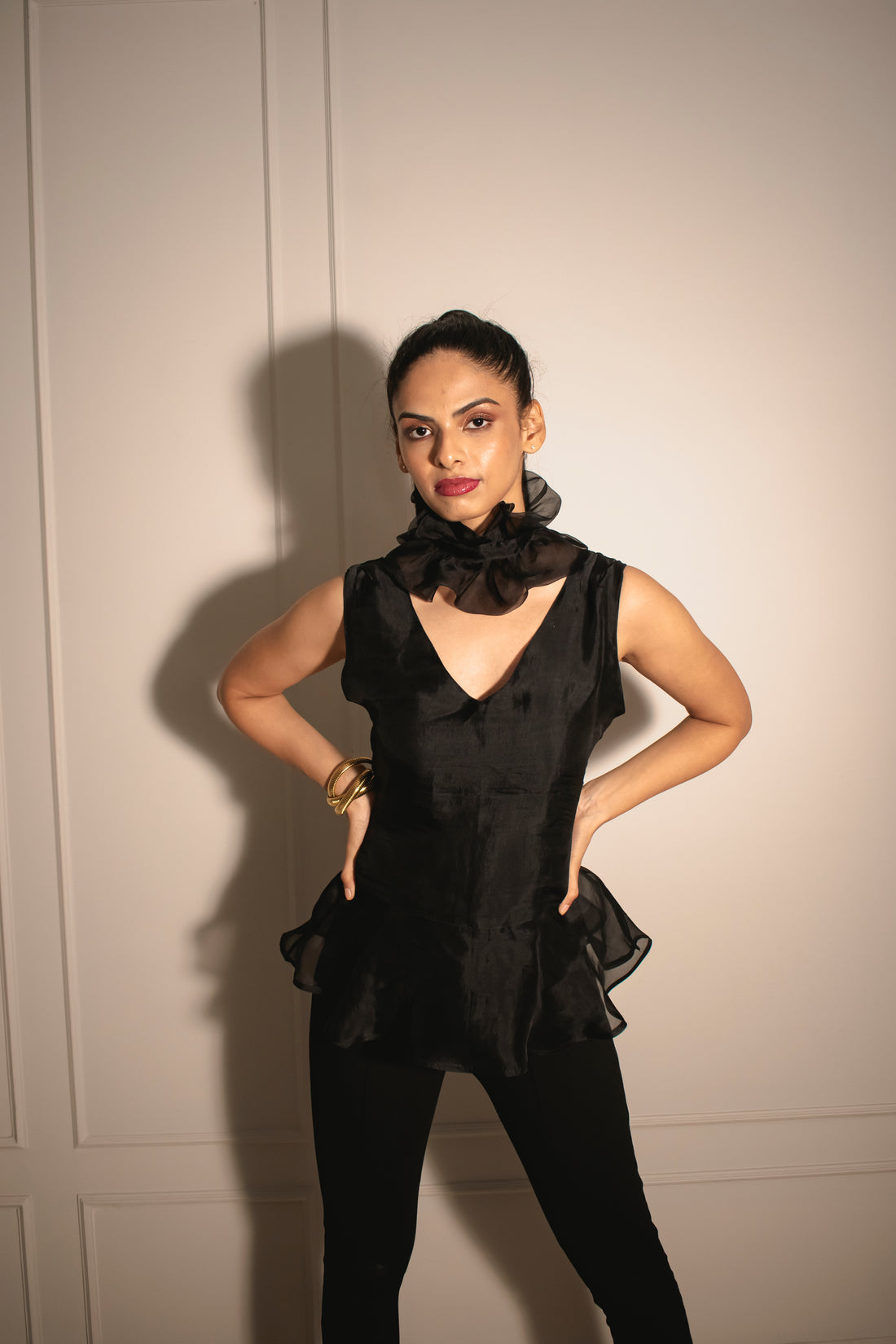 Peplum Top with Detachable Neckline