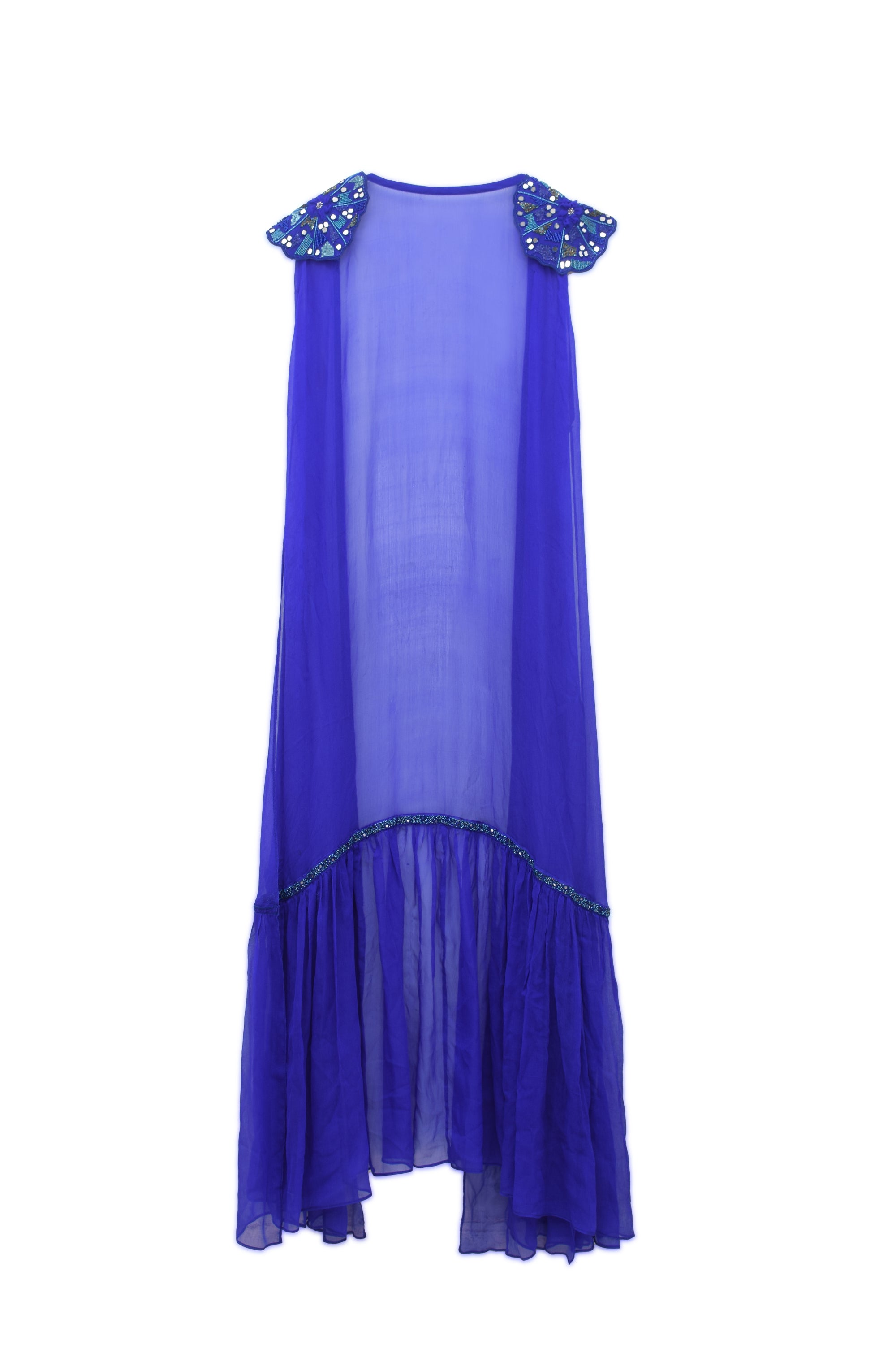 V-neck Embroidered Blouse, Knife Pleated Skirt (with can-can) & AZUL Cape