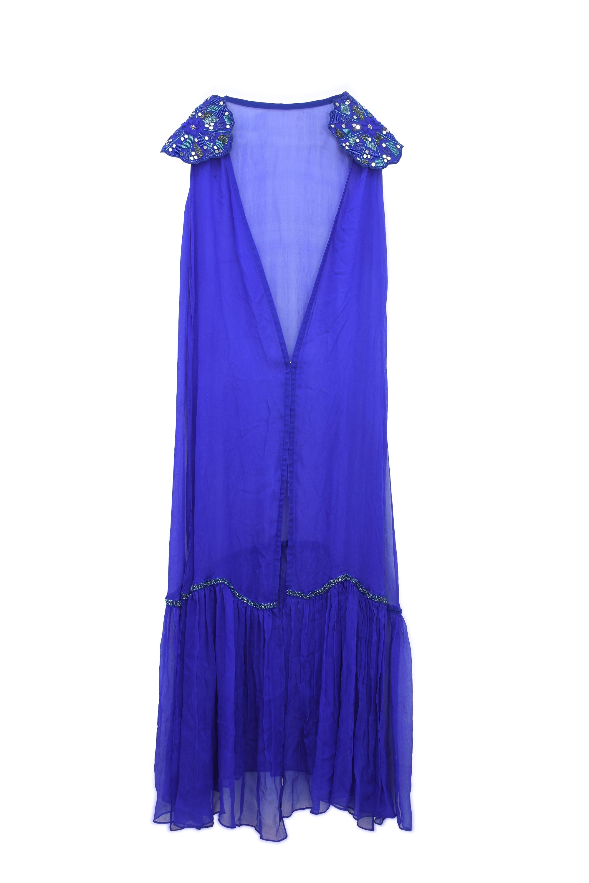 V-neck Embroidered Blouse, Knife Pleated Skirt (with can-can) & AZUL Cape
