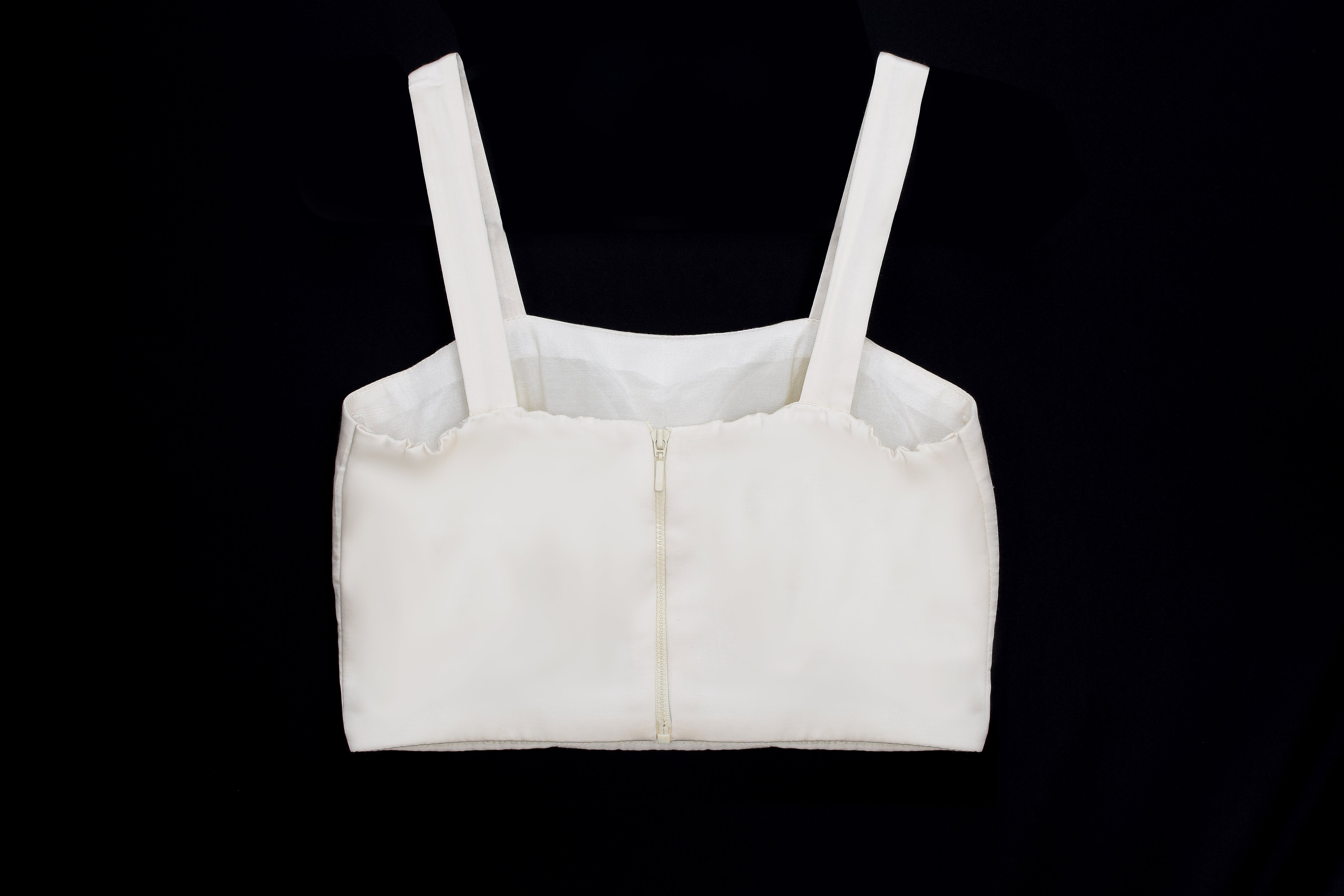 Sheer Crop Jacket, Tube Top & Inverted Pleat Flare Pants