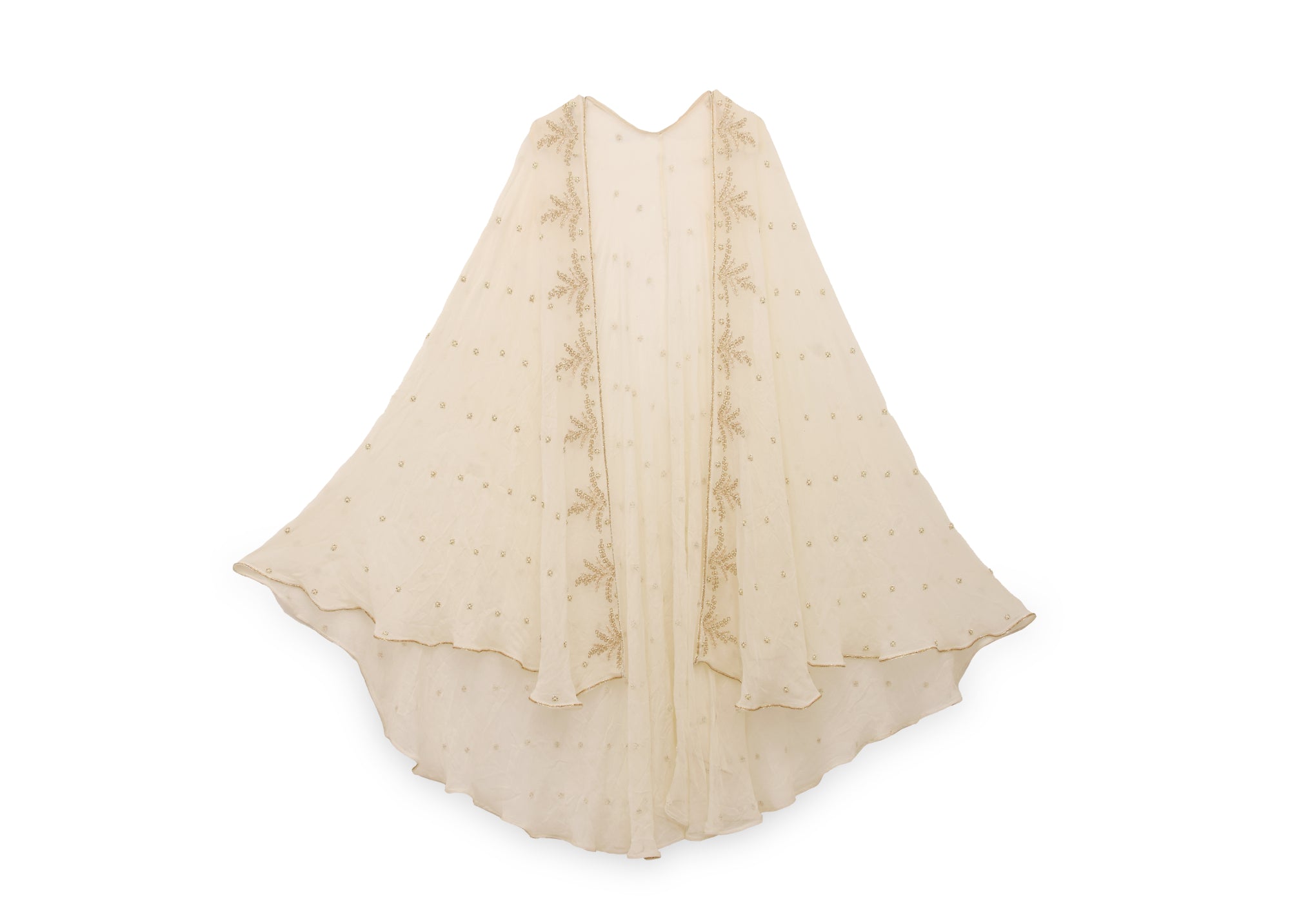 Embroidered Applique Tube, Mettalic Trail Lehenga  & ELENA Cape