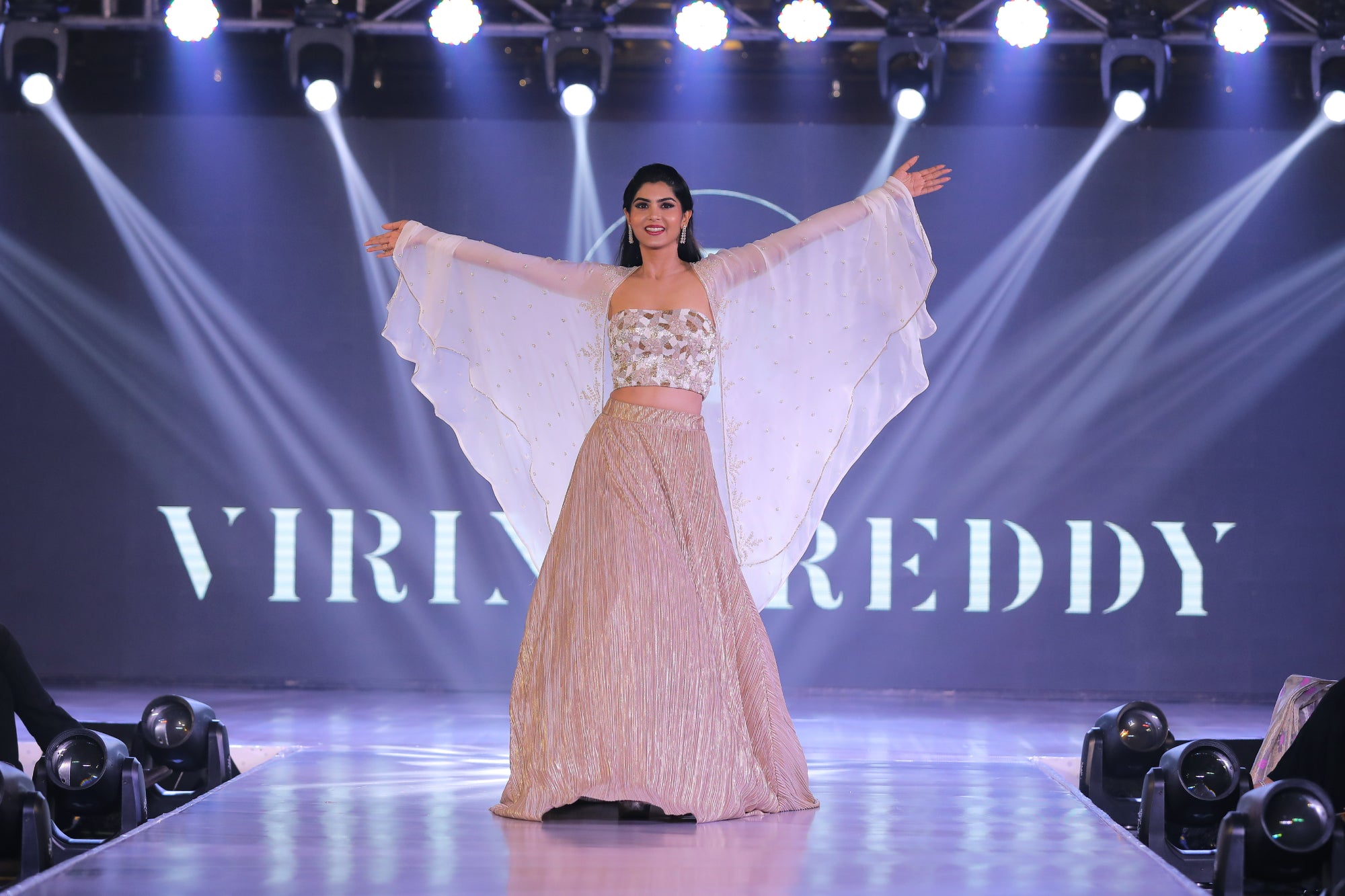 Embroidered Applique Tube, Mettalic Trail Lehenga  & ELENA Cape