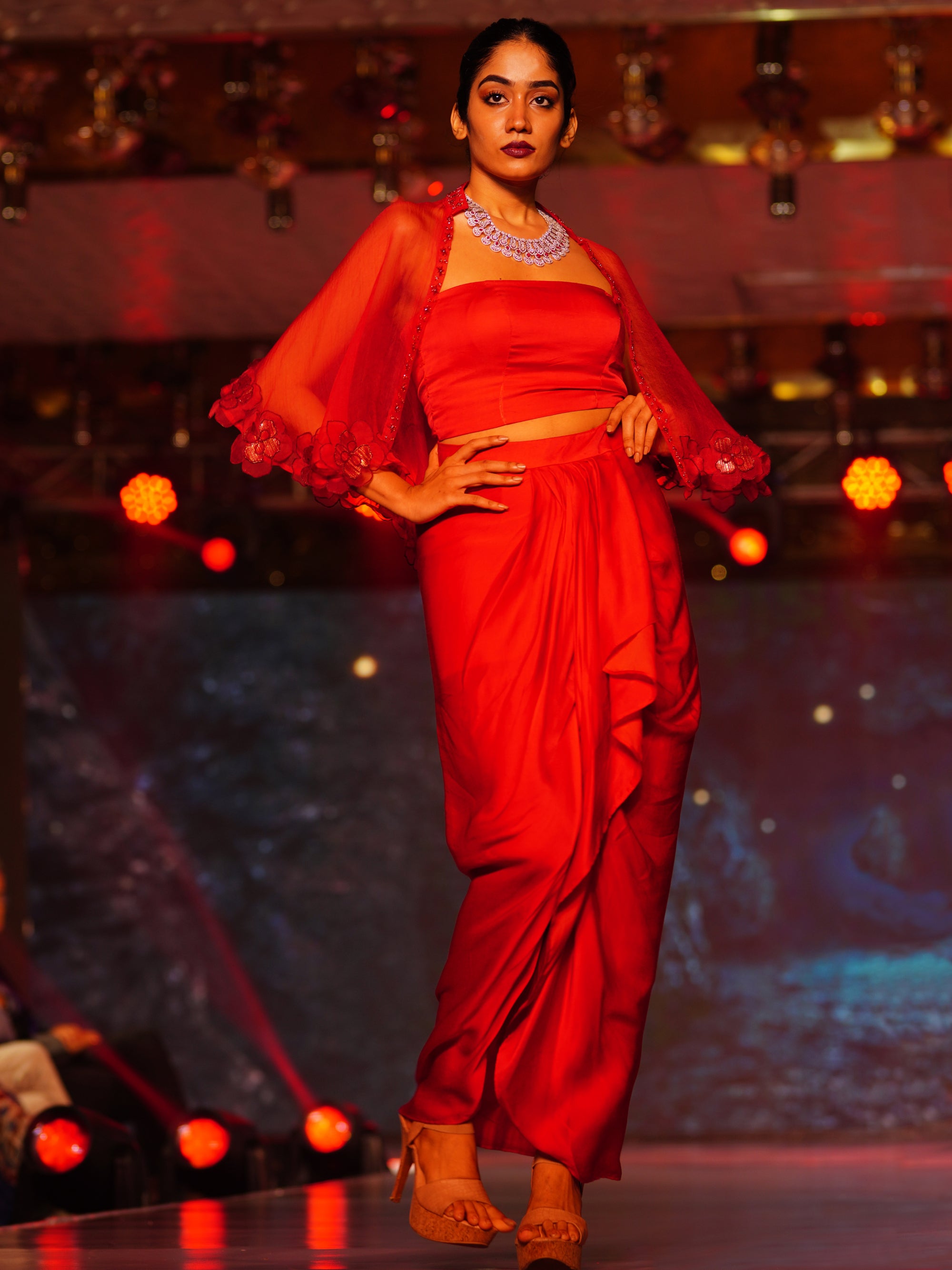 Bustier, ROJA Cape & Draped Wrap Skirt