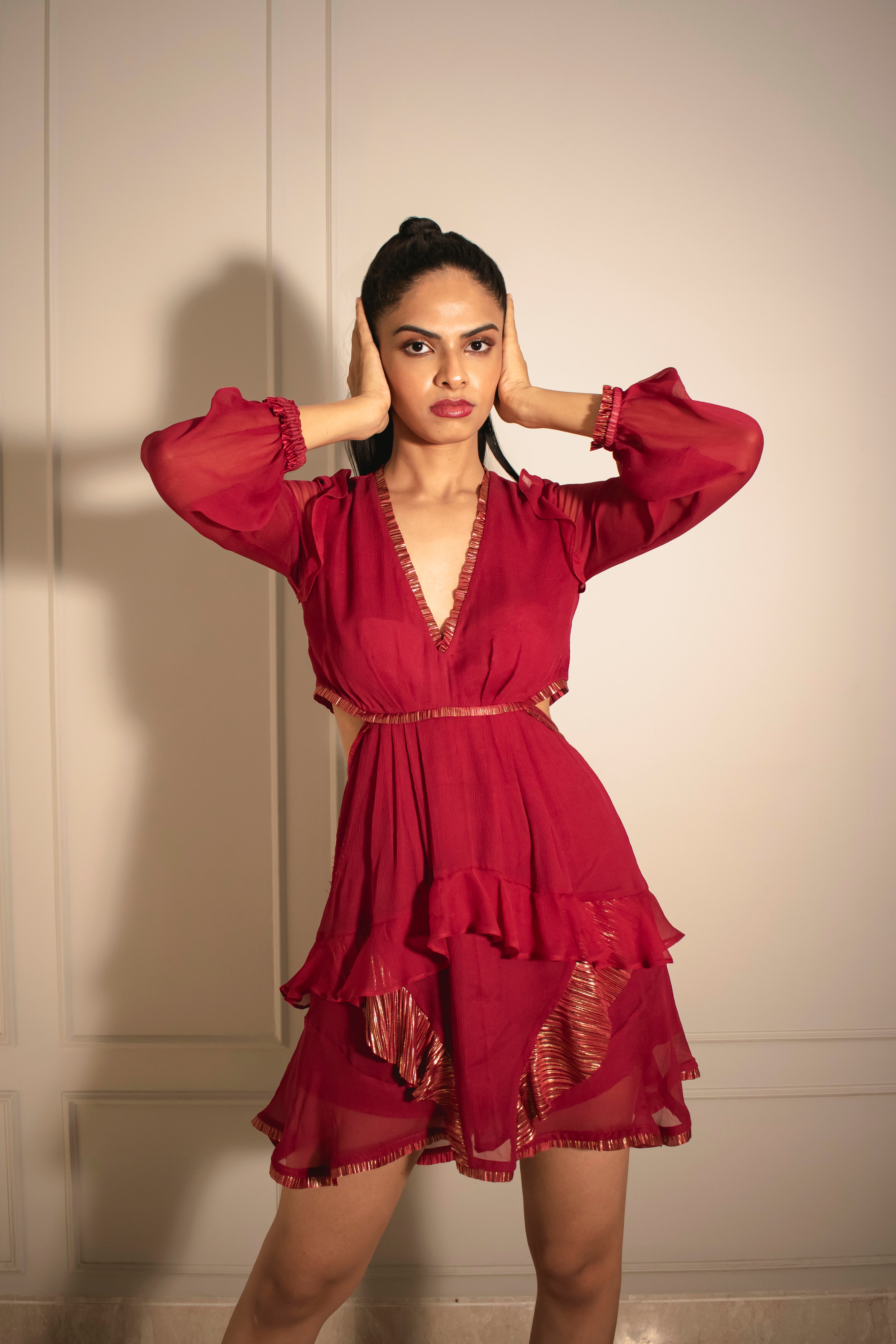 Cut-out Ruffle Dress