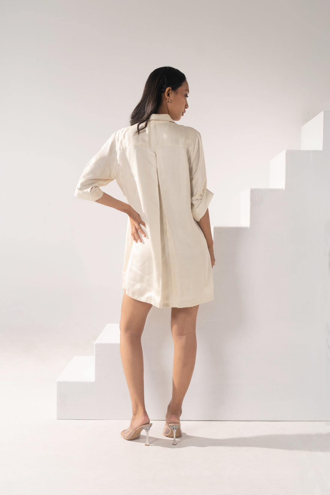 Kick-Pleat Shirt Dress