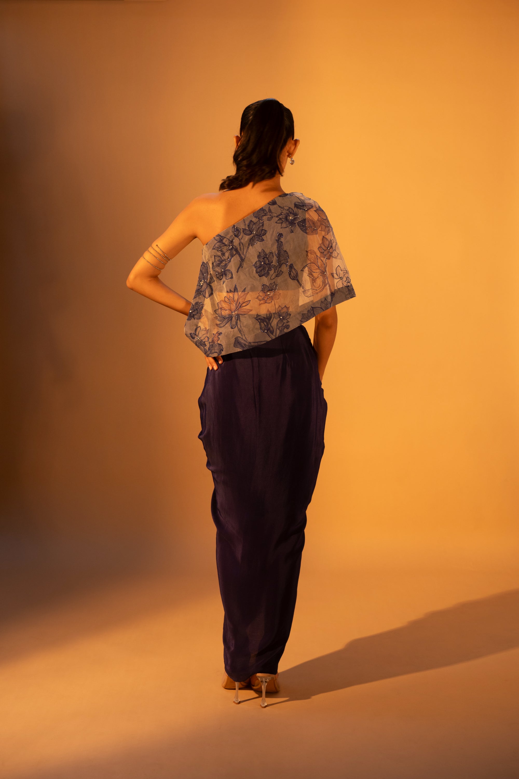 HITAISHO One-Shoulder Top & Overlap Draped Skirt