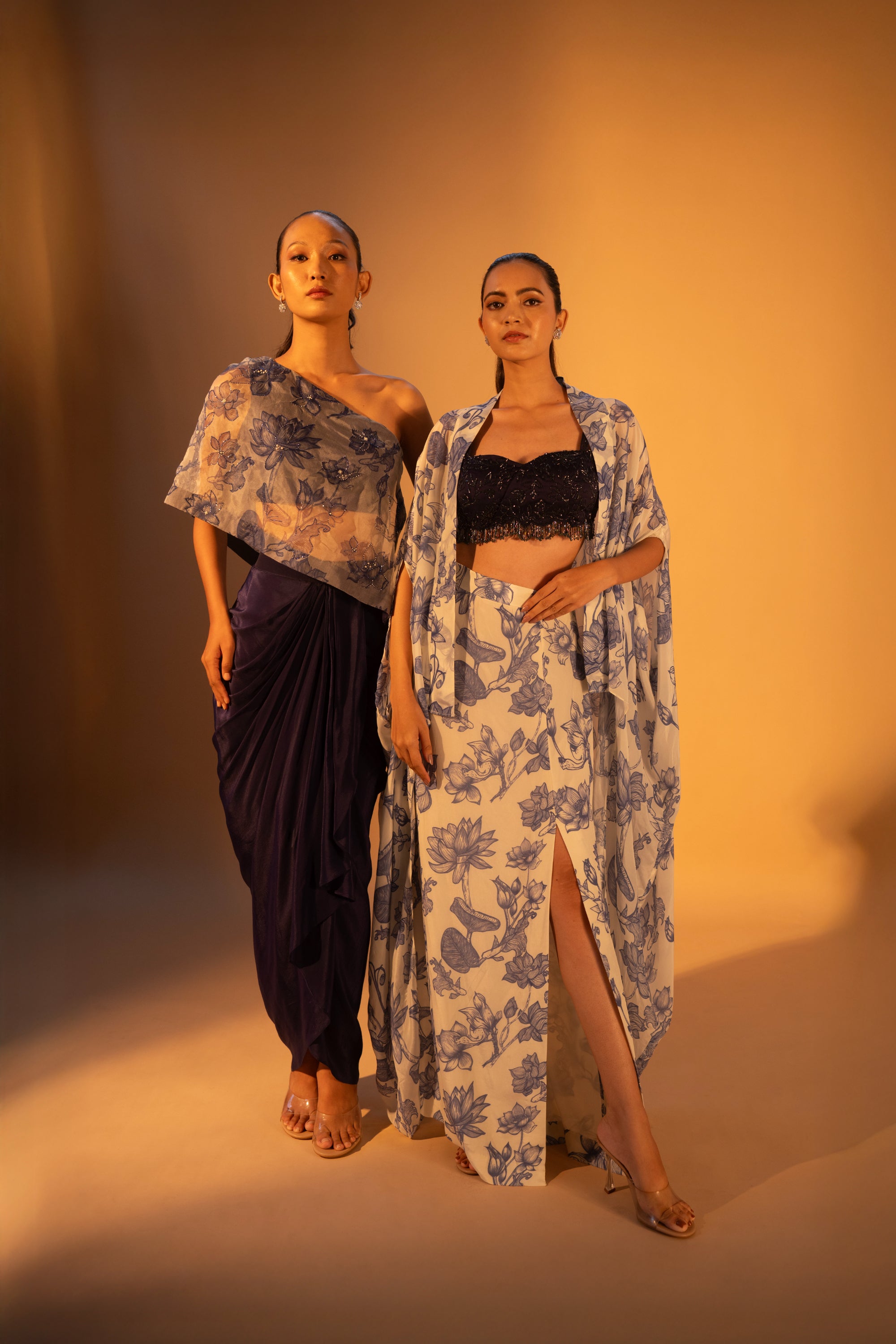HITAISHO One-Shoulder Top & Overlap Draped Skirt