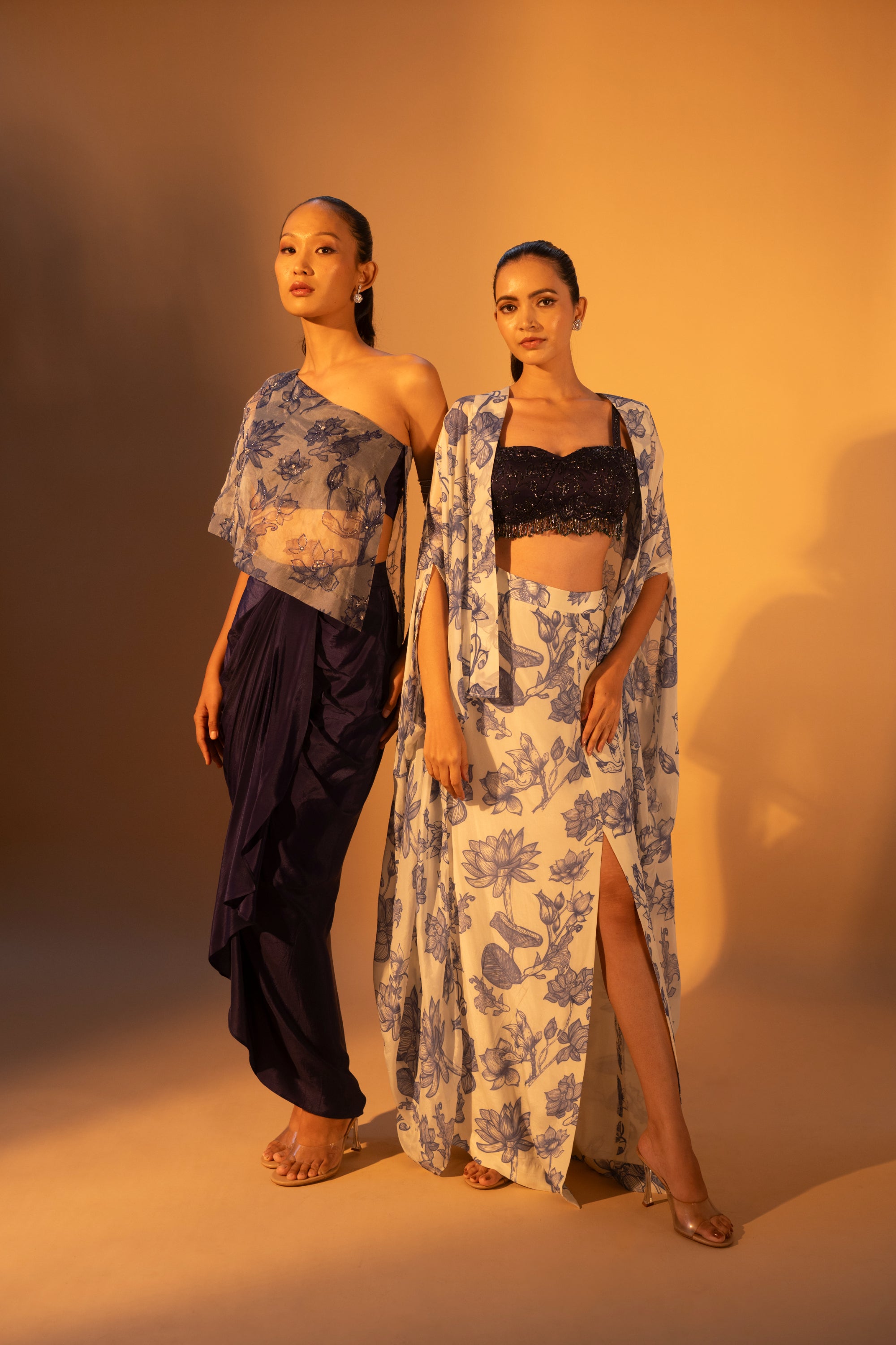 HITAISHO One-Shoulder Top & Overlap Draped Skirt