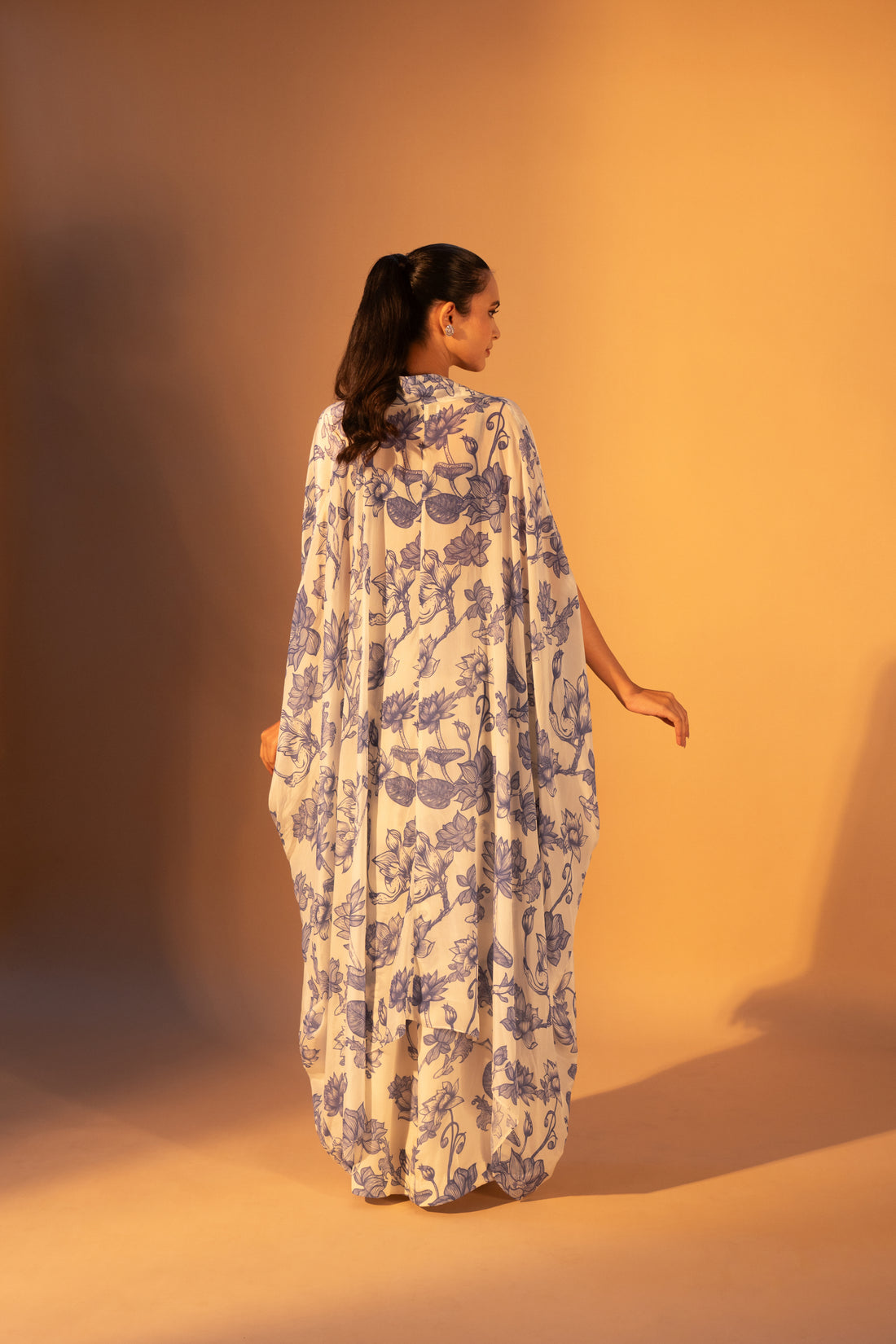 Overlap Beaded Blouse, SURITTO Skirt & Ceramic Printed Cape