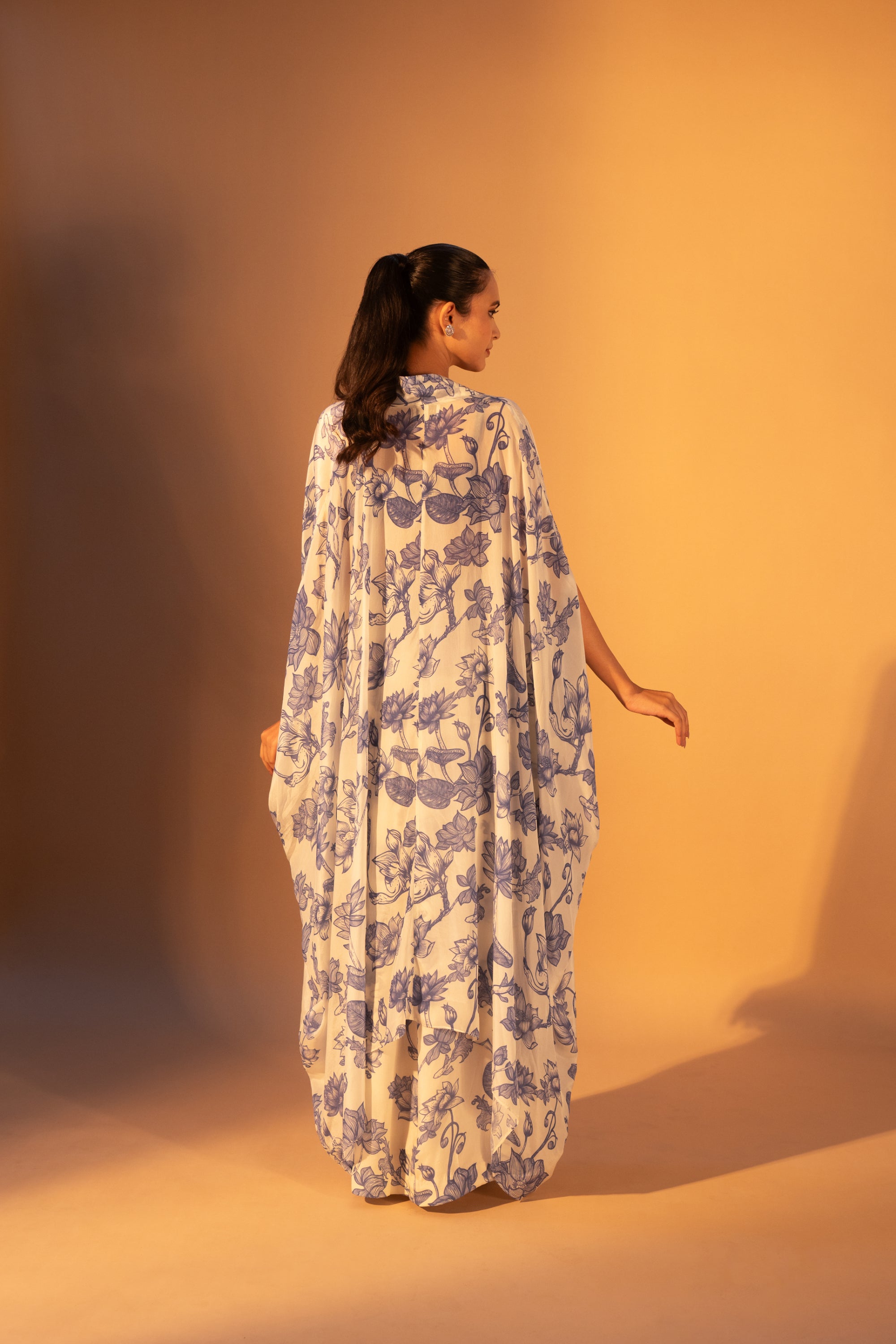 Overlap Beaded Blouse, SURITTO Skirt & Ceramic Printed Cape