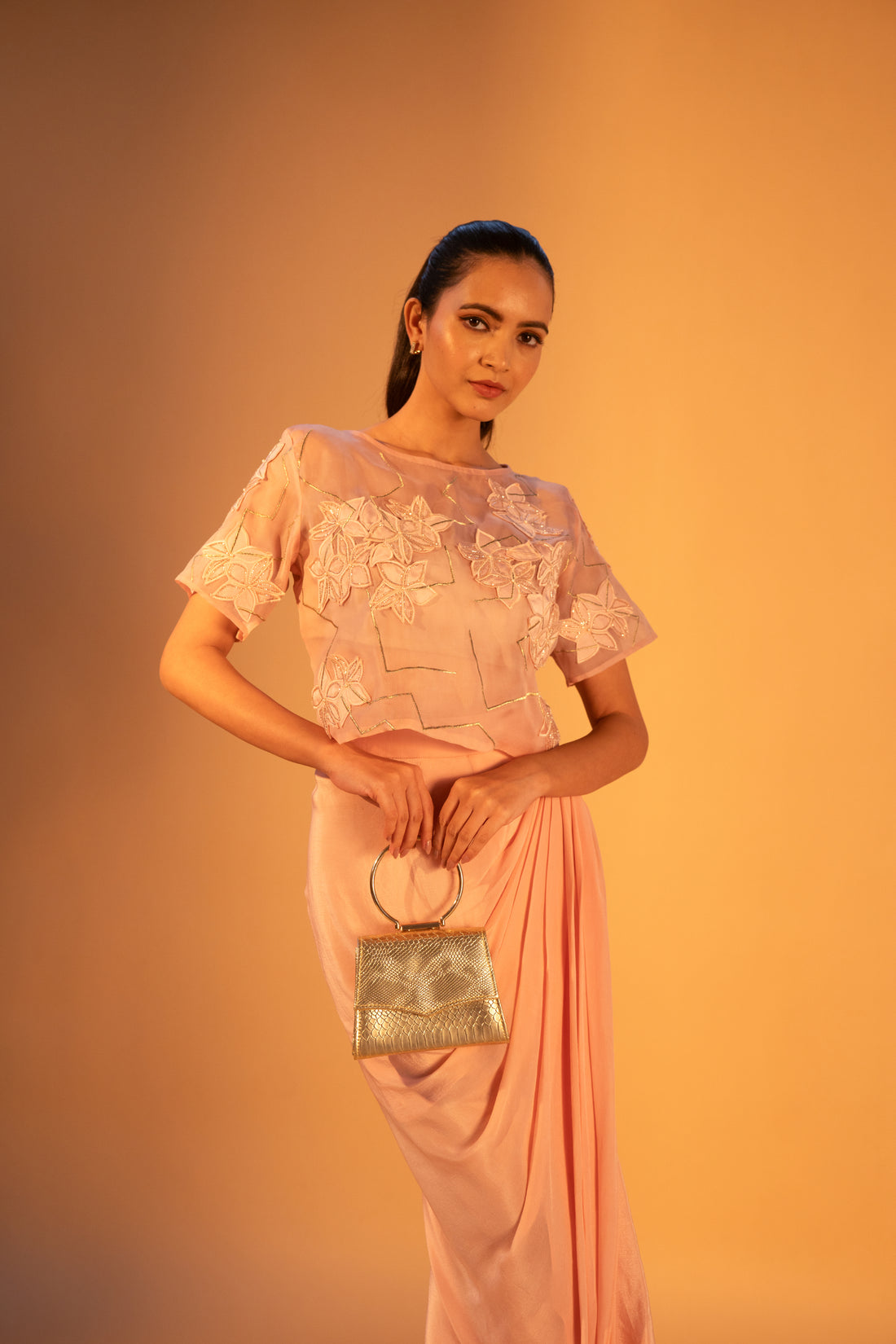HANA Applique Top & Side Pleated Skirt