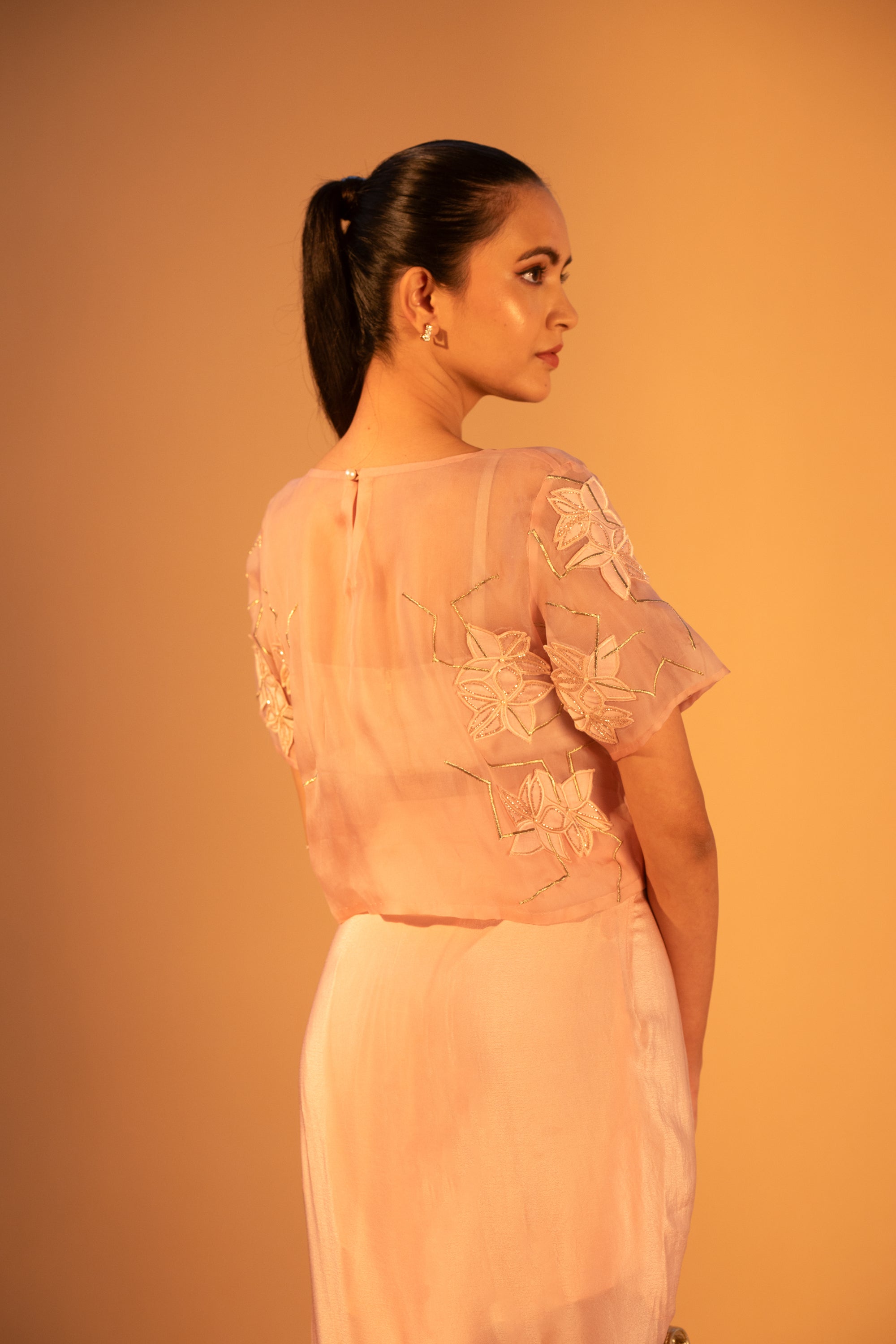 HANA Applique Top & Side Pleated Skirt