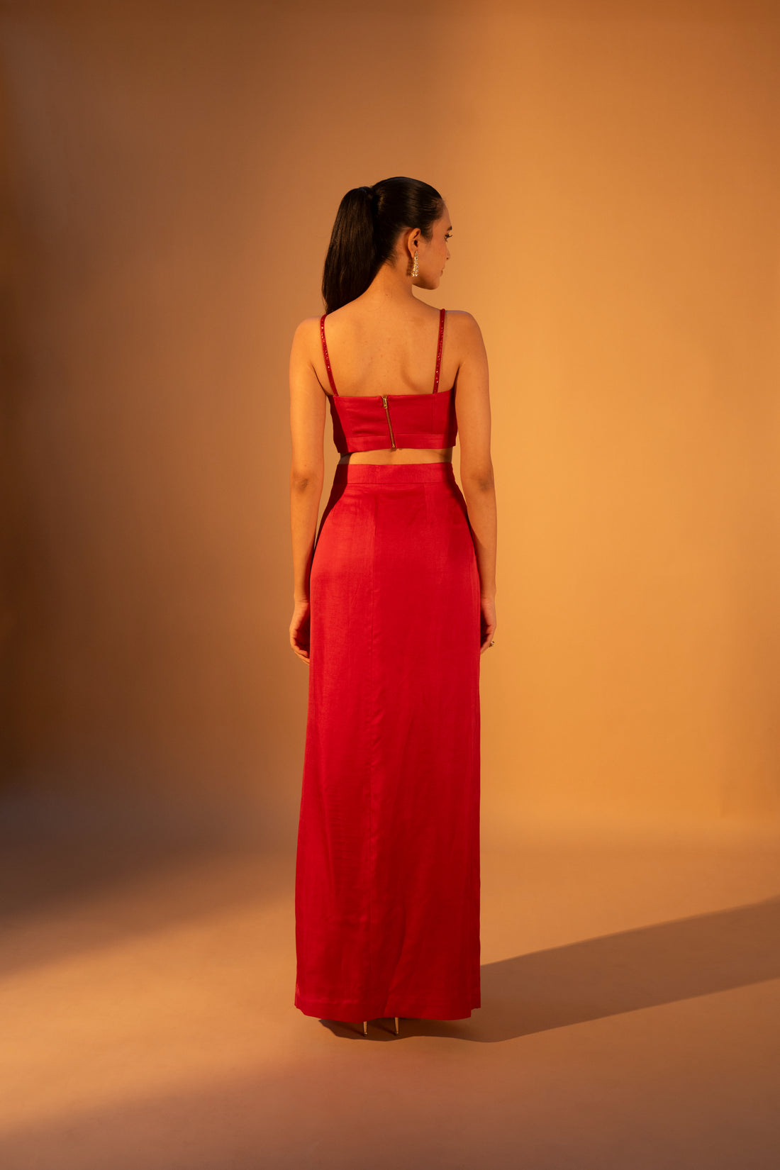 Kintsugi Overlap Cutwork Bustier & Maxi Slit Skirt