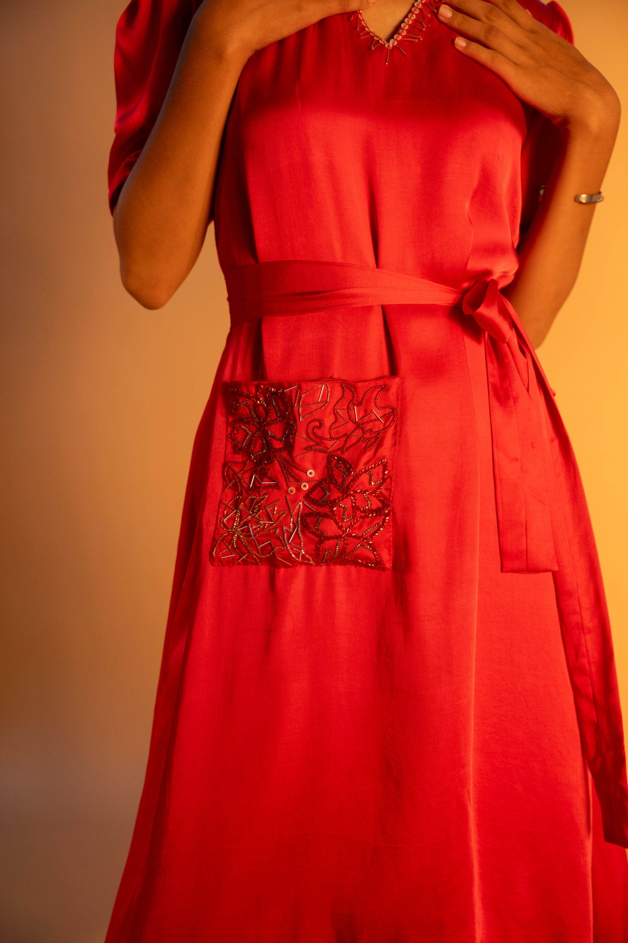 Asymmetric Kintsugi Pocket Dress