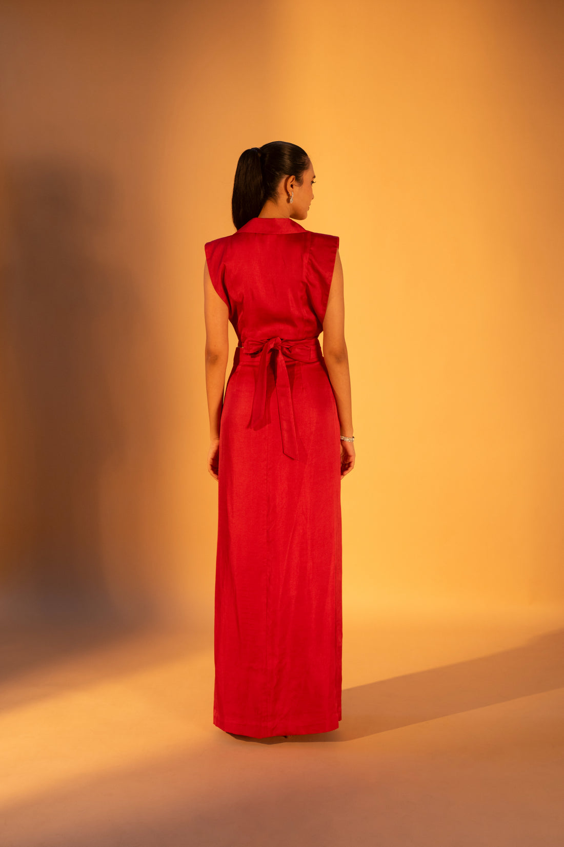 AKAI Lapel Collar Top & Maxi Slit Skirt