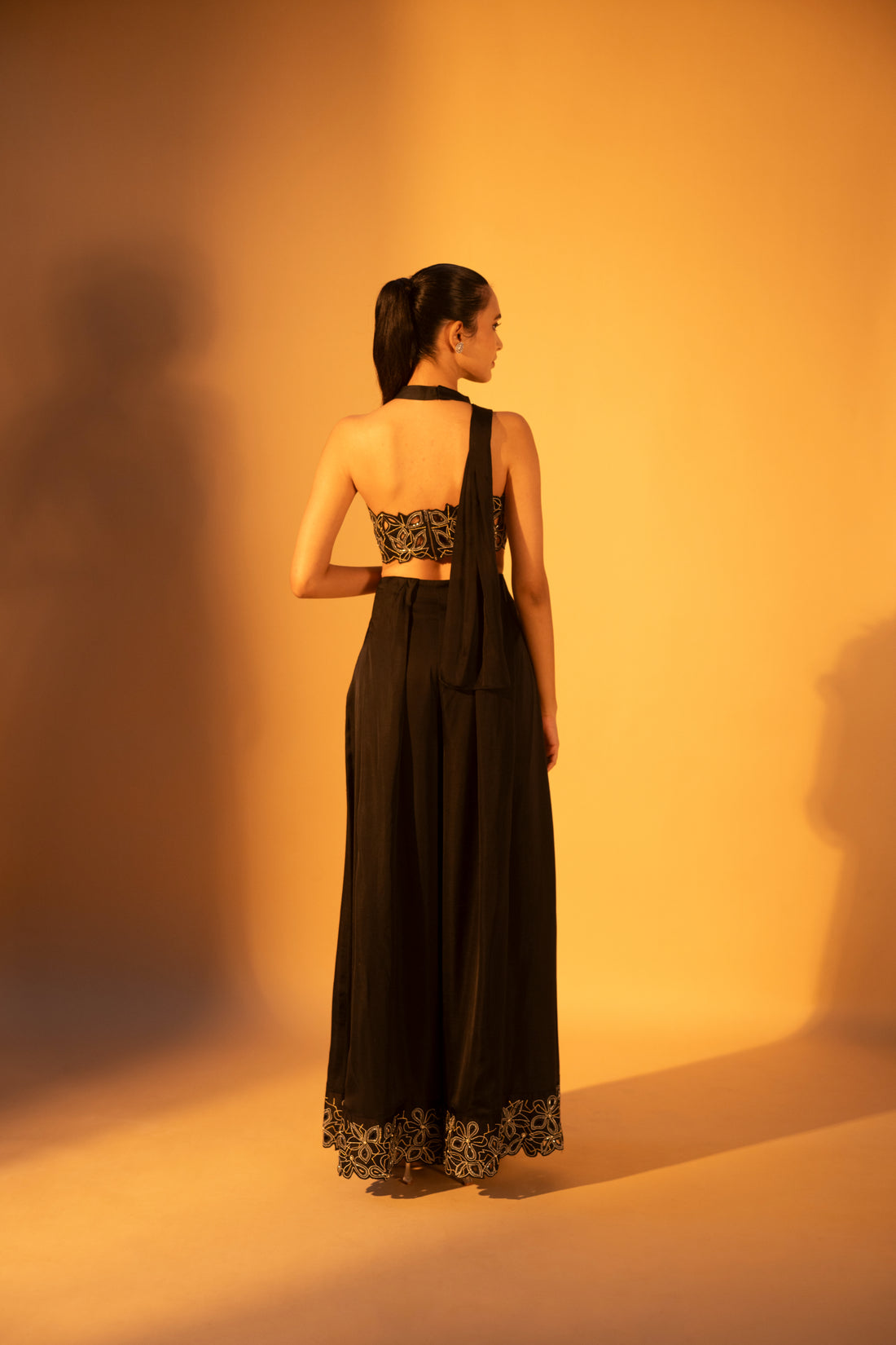 KRIA Scarf Top & KRIA Box-Pleated Cutwork Pants