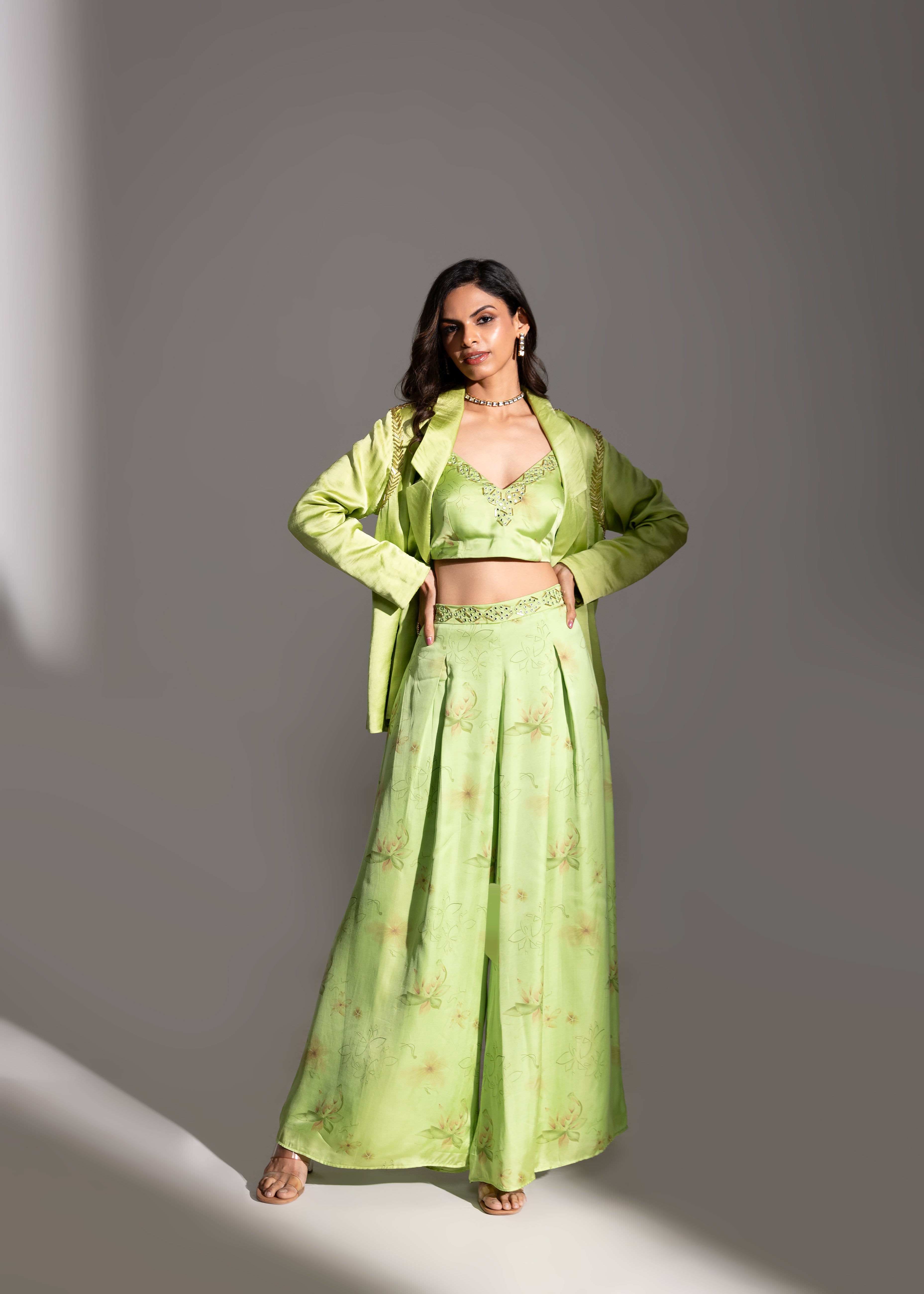 NEH Lime Printed Pant Set