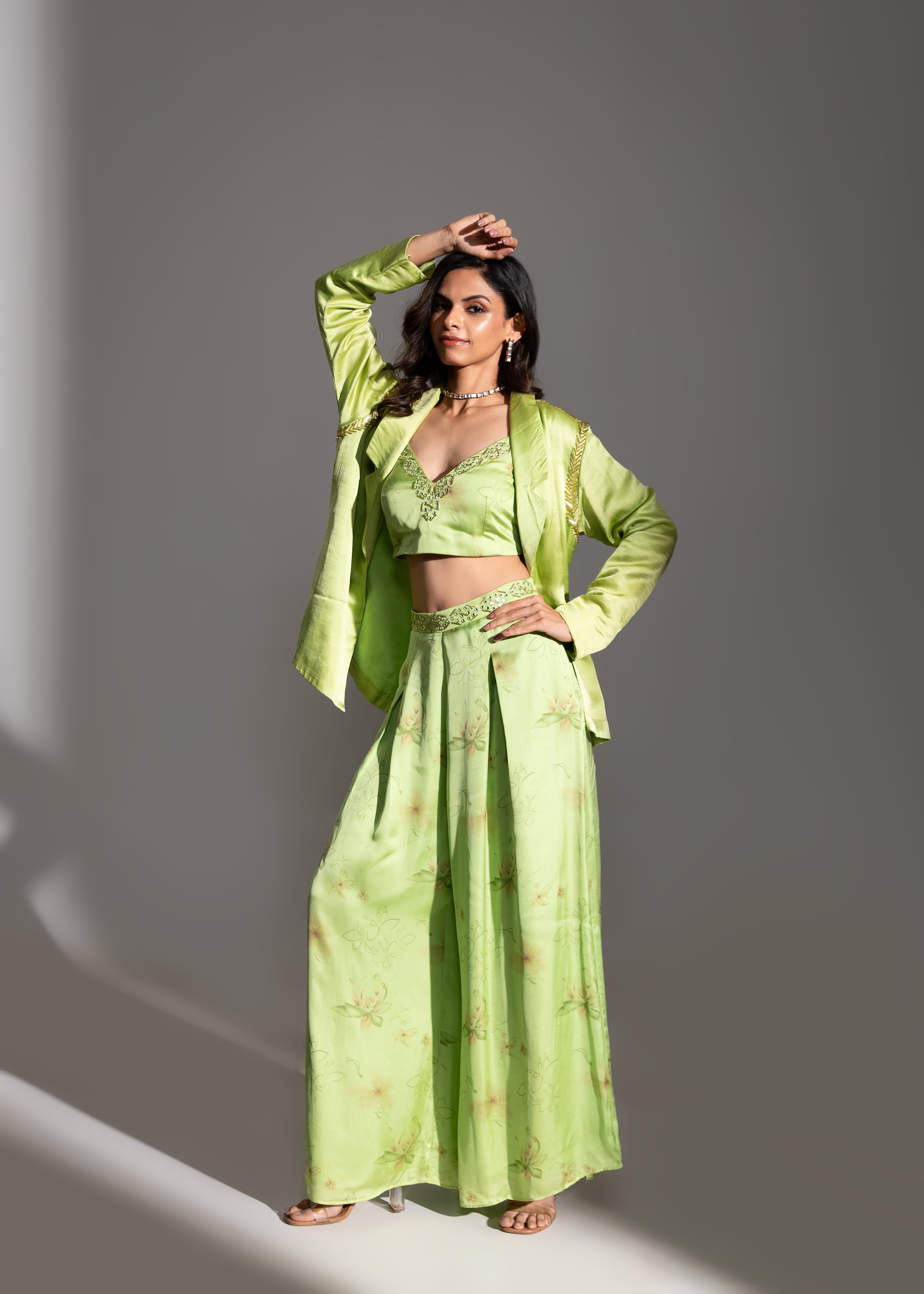 NEH Lime Printed Pant Set
