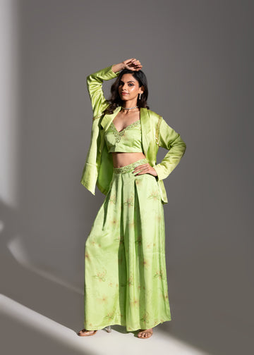 NEH Lime Printed Pant Set
