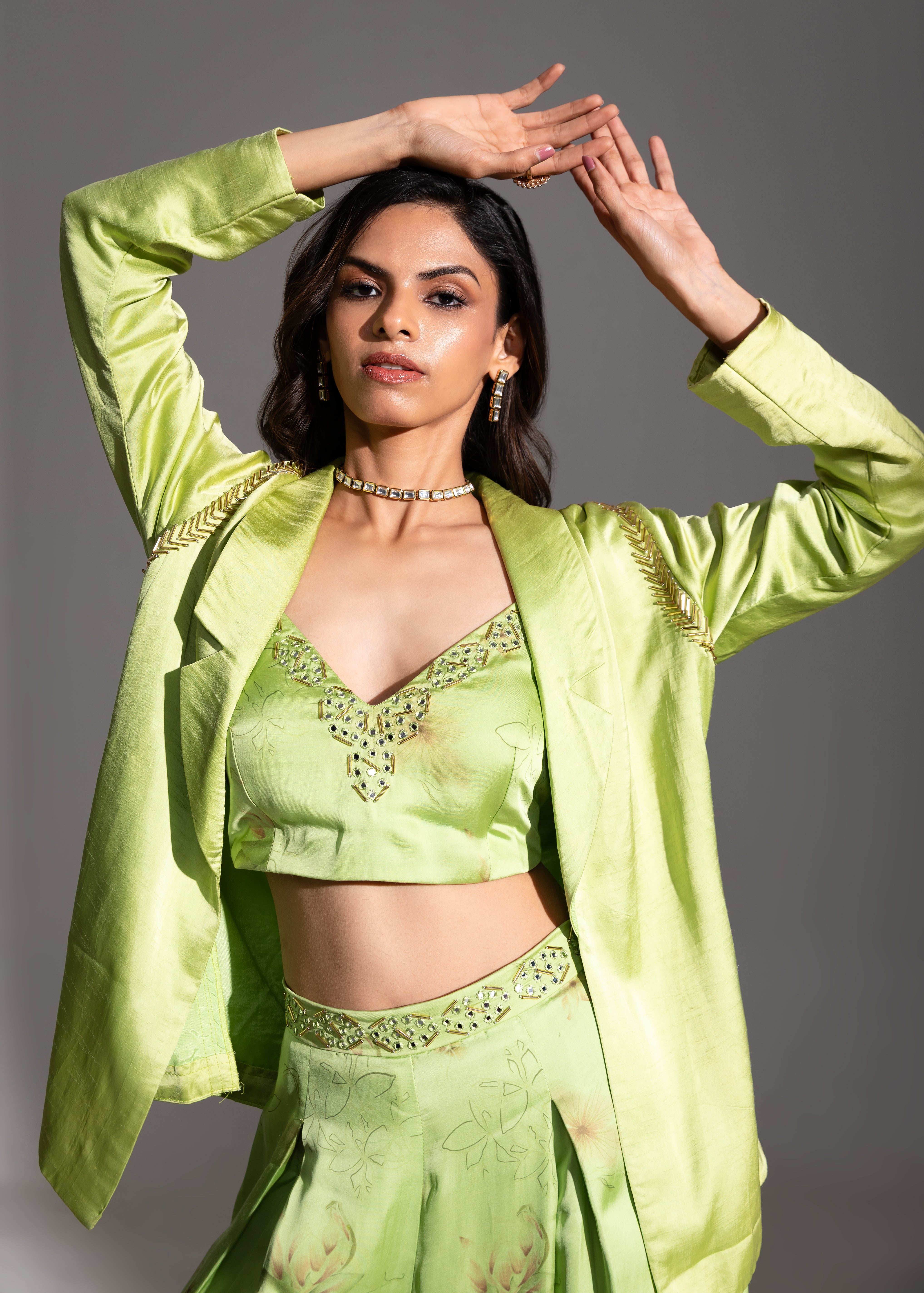 NEH Lime Printed Pant Set