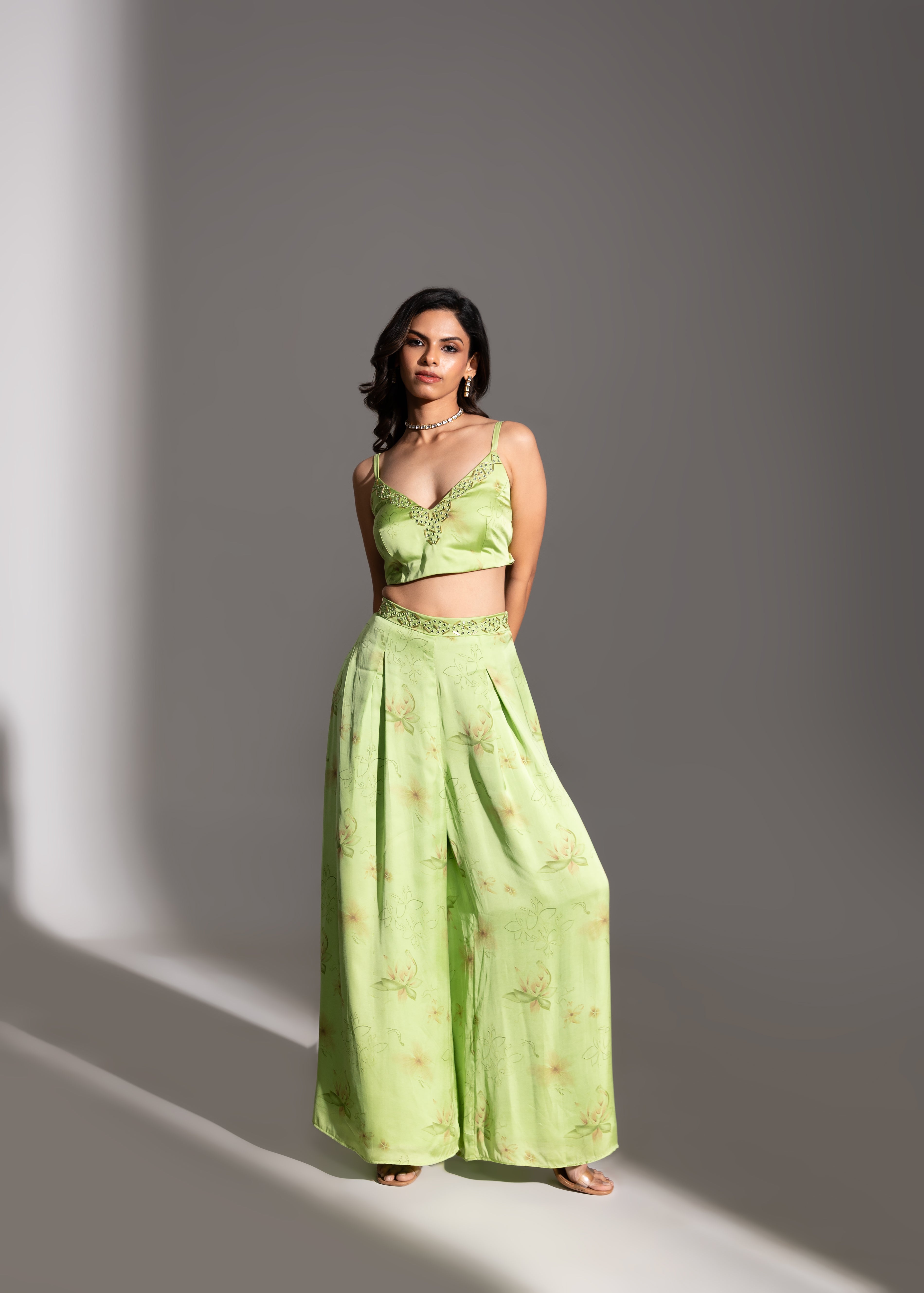 NEH Lime Printed Pant Set