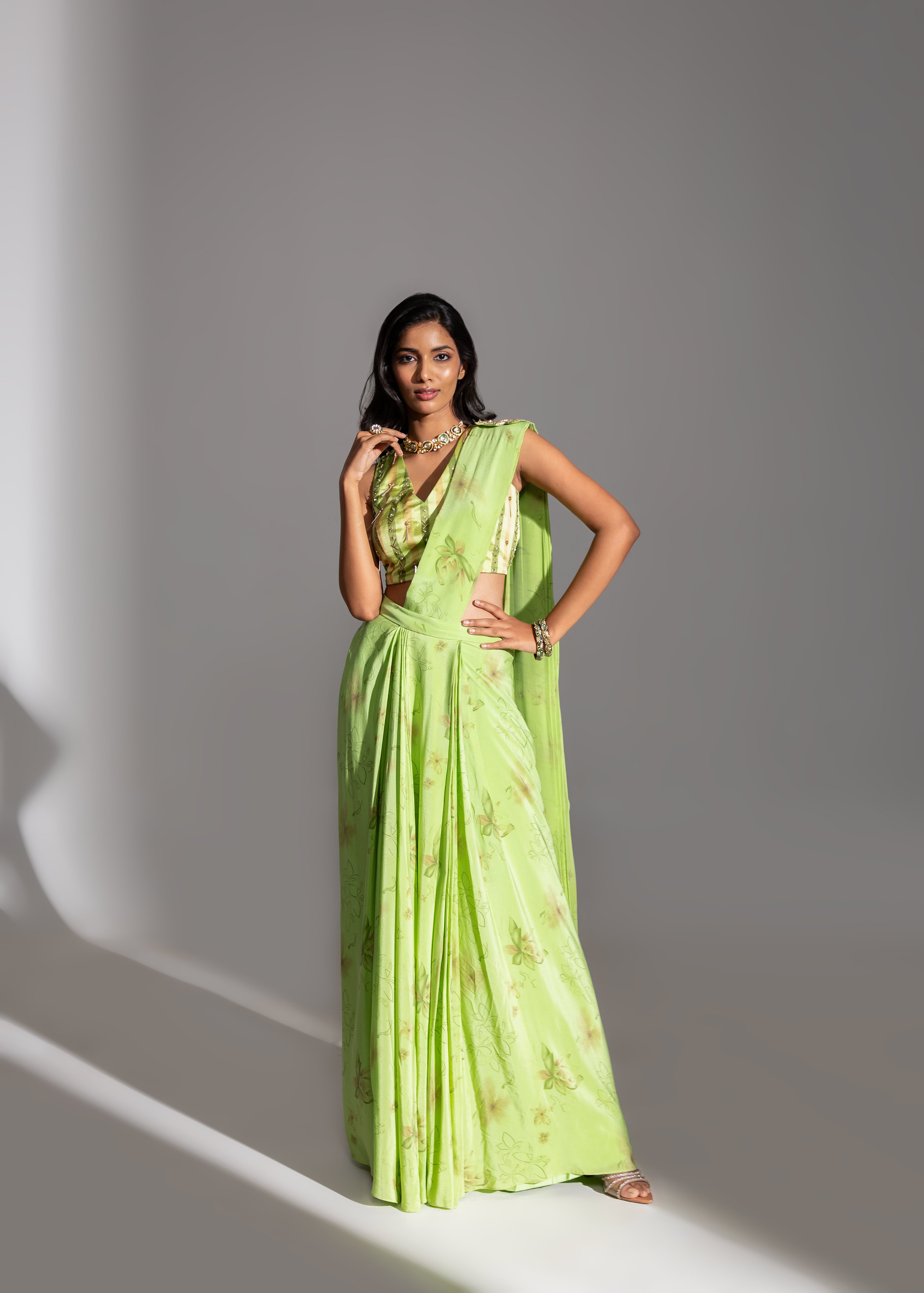 MIDORI Draped Saree Set