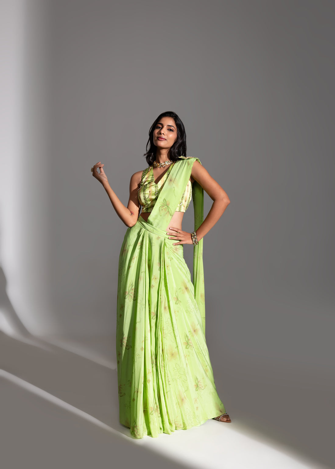 MIDORI Draped Saree Set