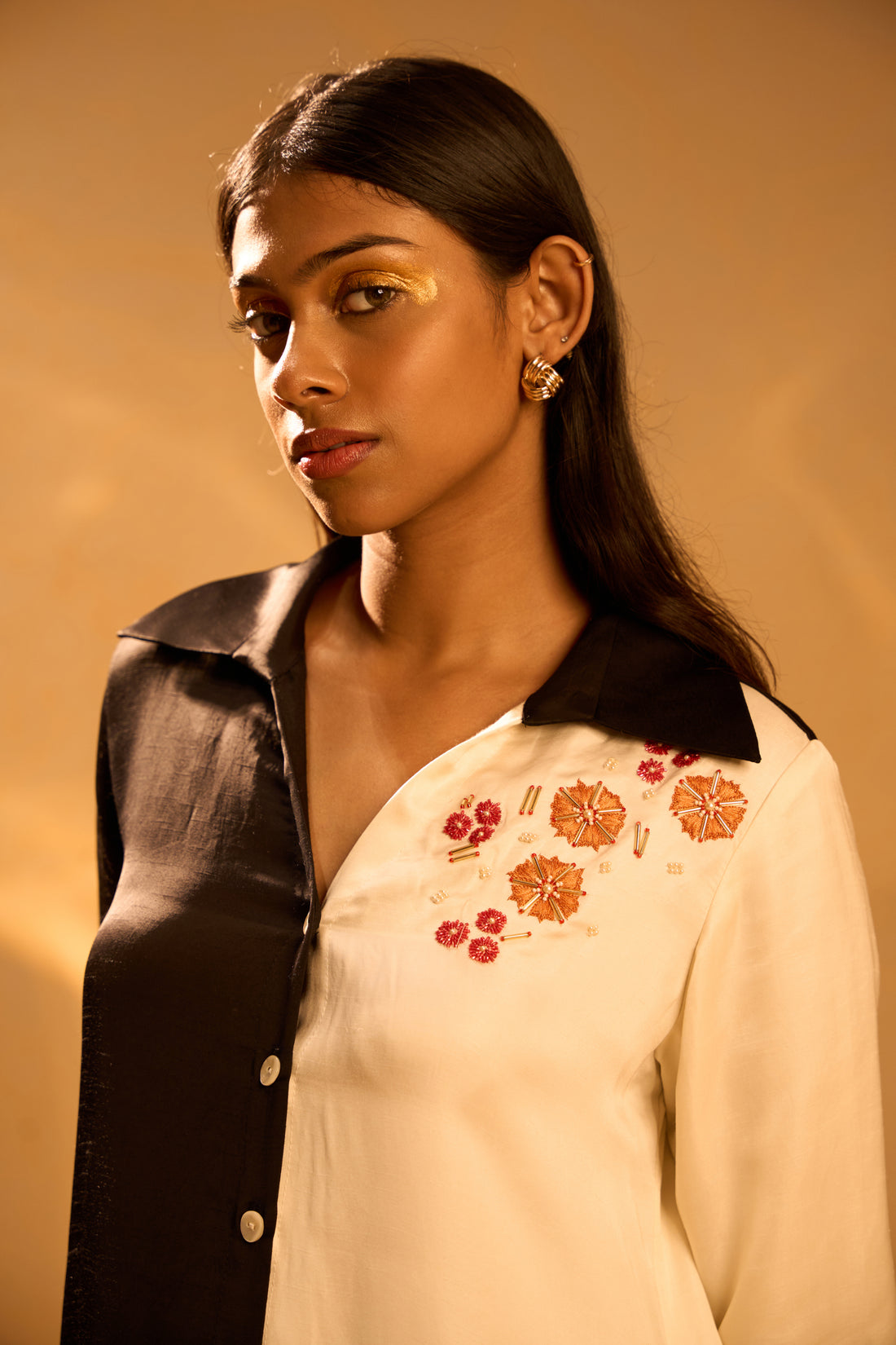 Embroidered Maxi Shirt Dress