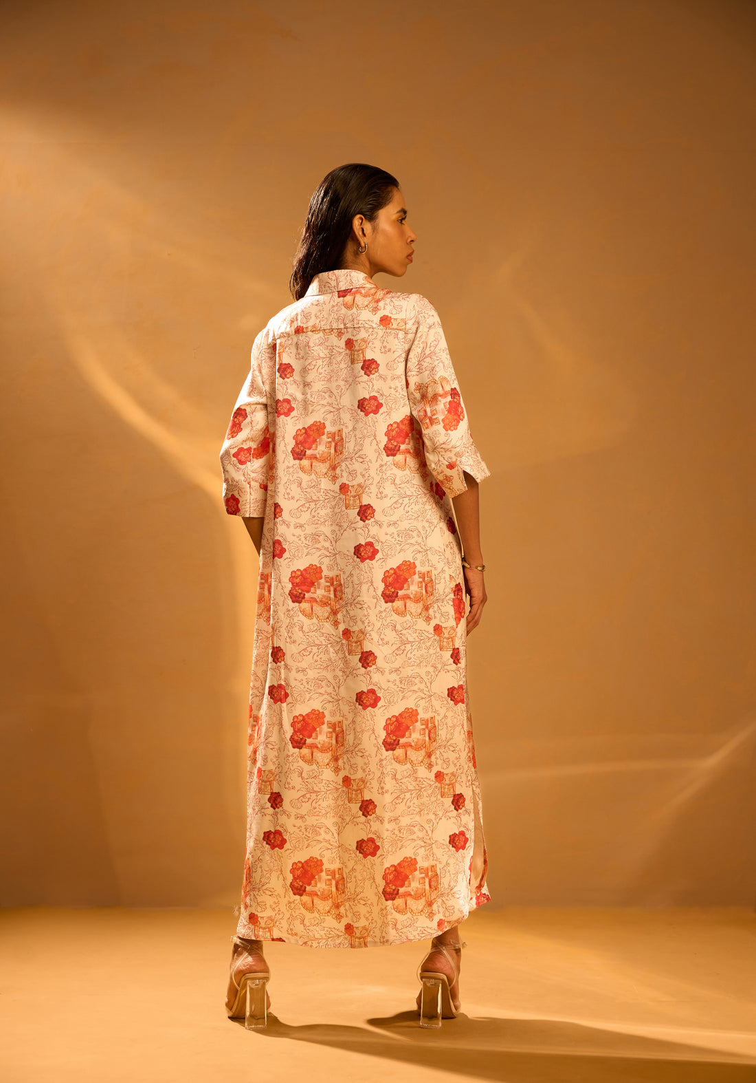 Printed Maxi Shirt Dress