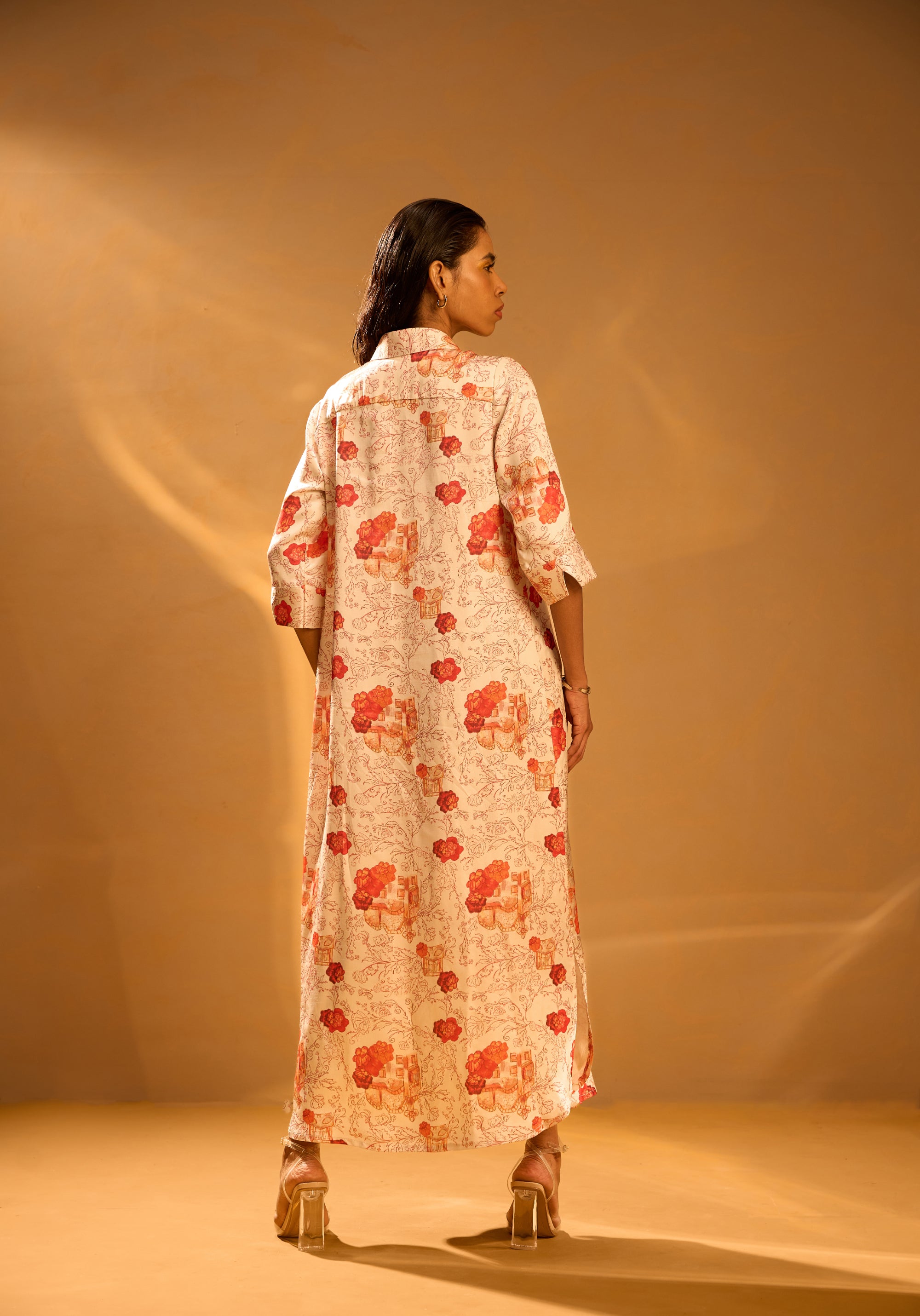 Printed Maxi Shirt Dress