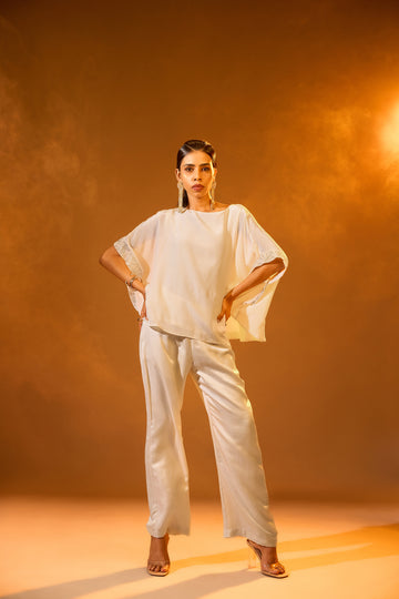 Embellished Sleeve Cape top & Relaxed pants