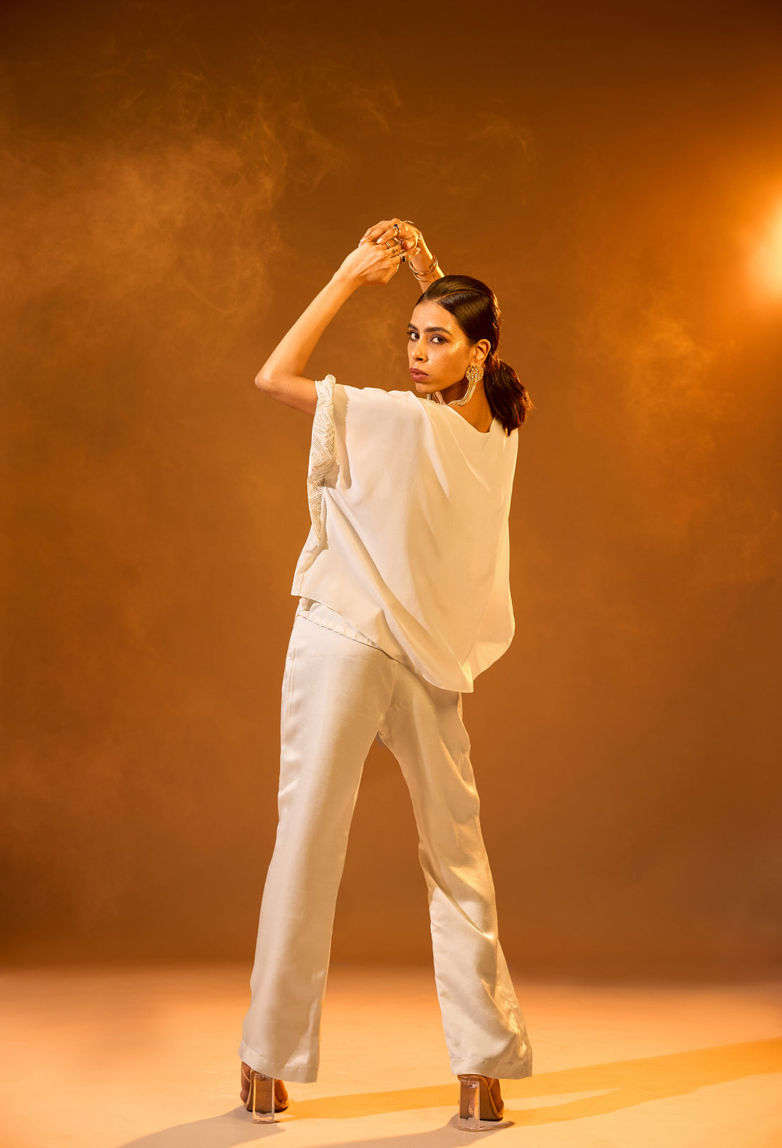 Embellished Sleeve Cape top & Relaxed pants