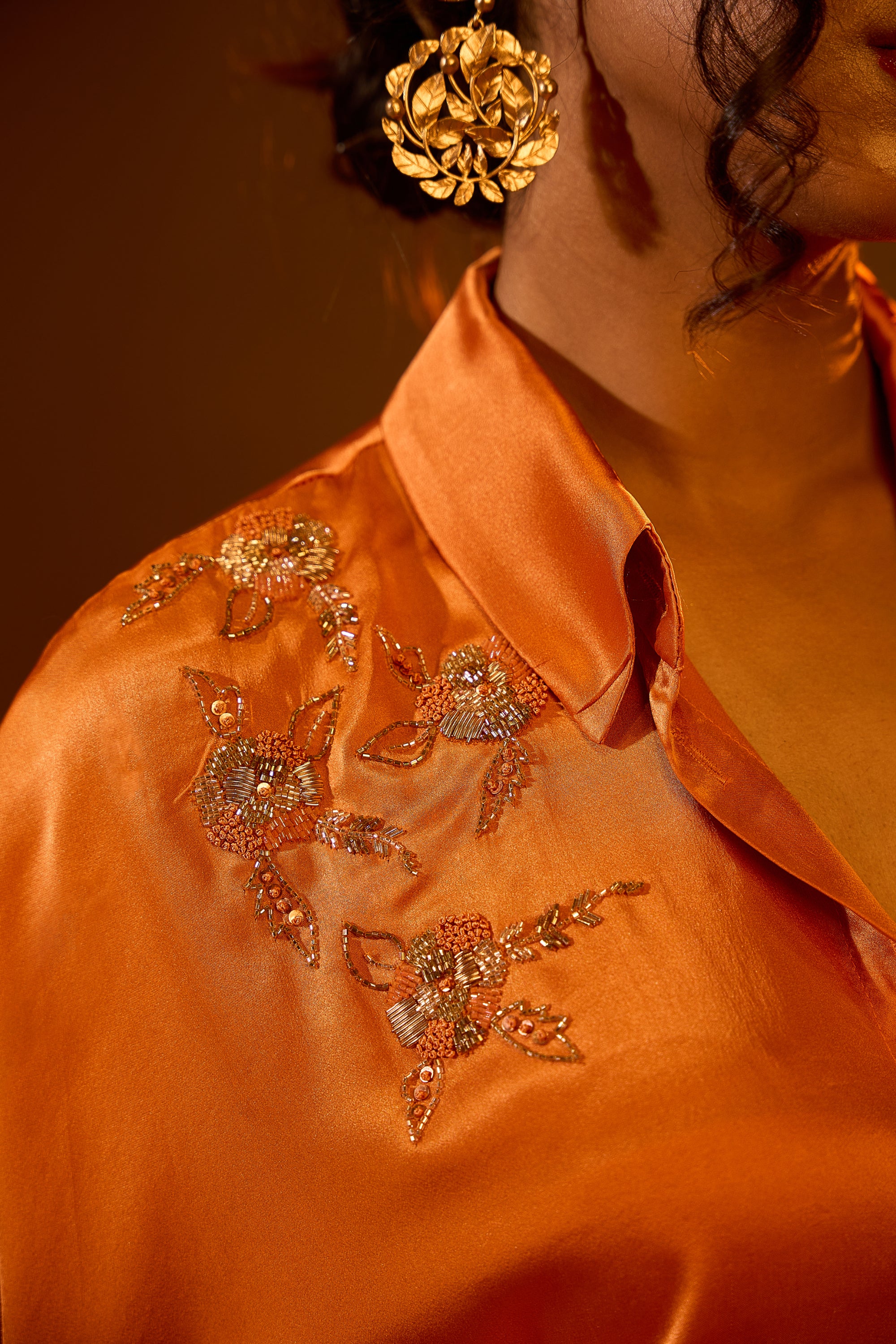 Floral Embroidery Relaxed Shirt & Relaxed Pants